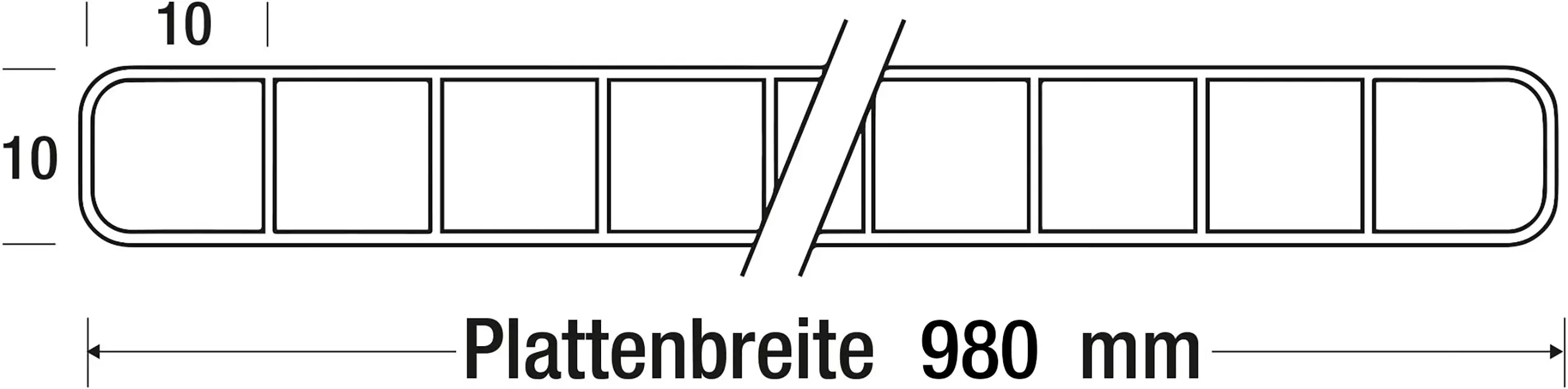 Salux Polycarbonat-Hohlkammerplatte 2nd Life Line 250 x 98 cm 10 mm klar