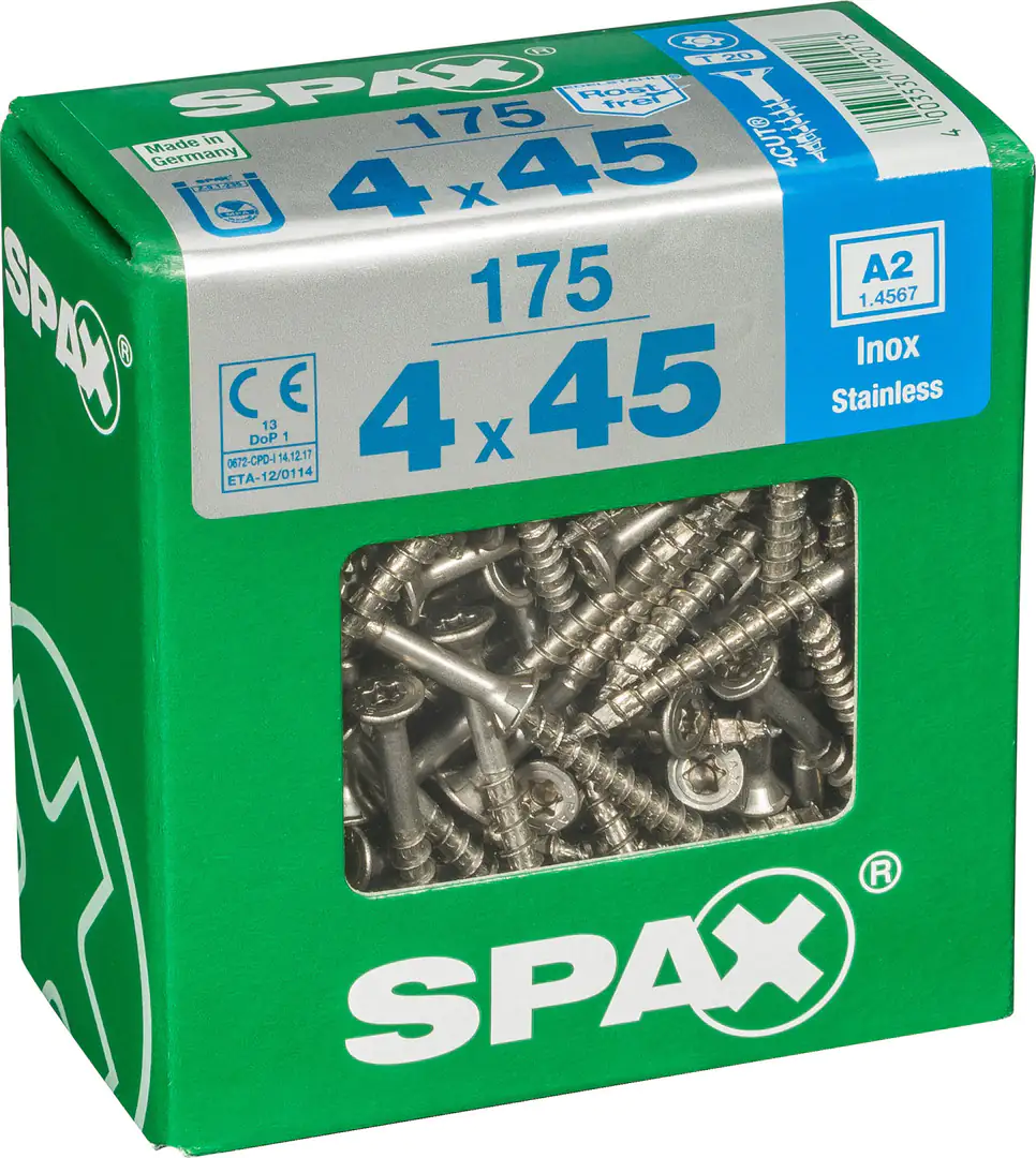 Spax Universalschrauben 4.0 x 45 mm TX 20 - 175 Stück Edelstahl