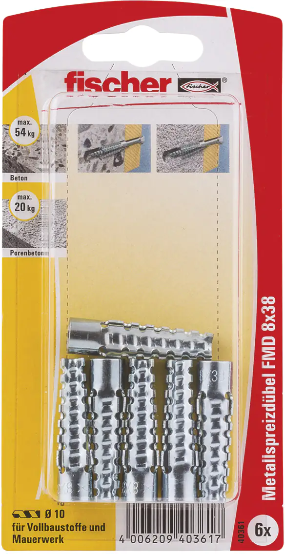 Fischer Spreizdübel FMD 8.0 x 38 mm - 6 Stück