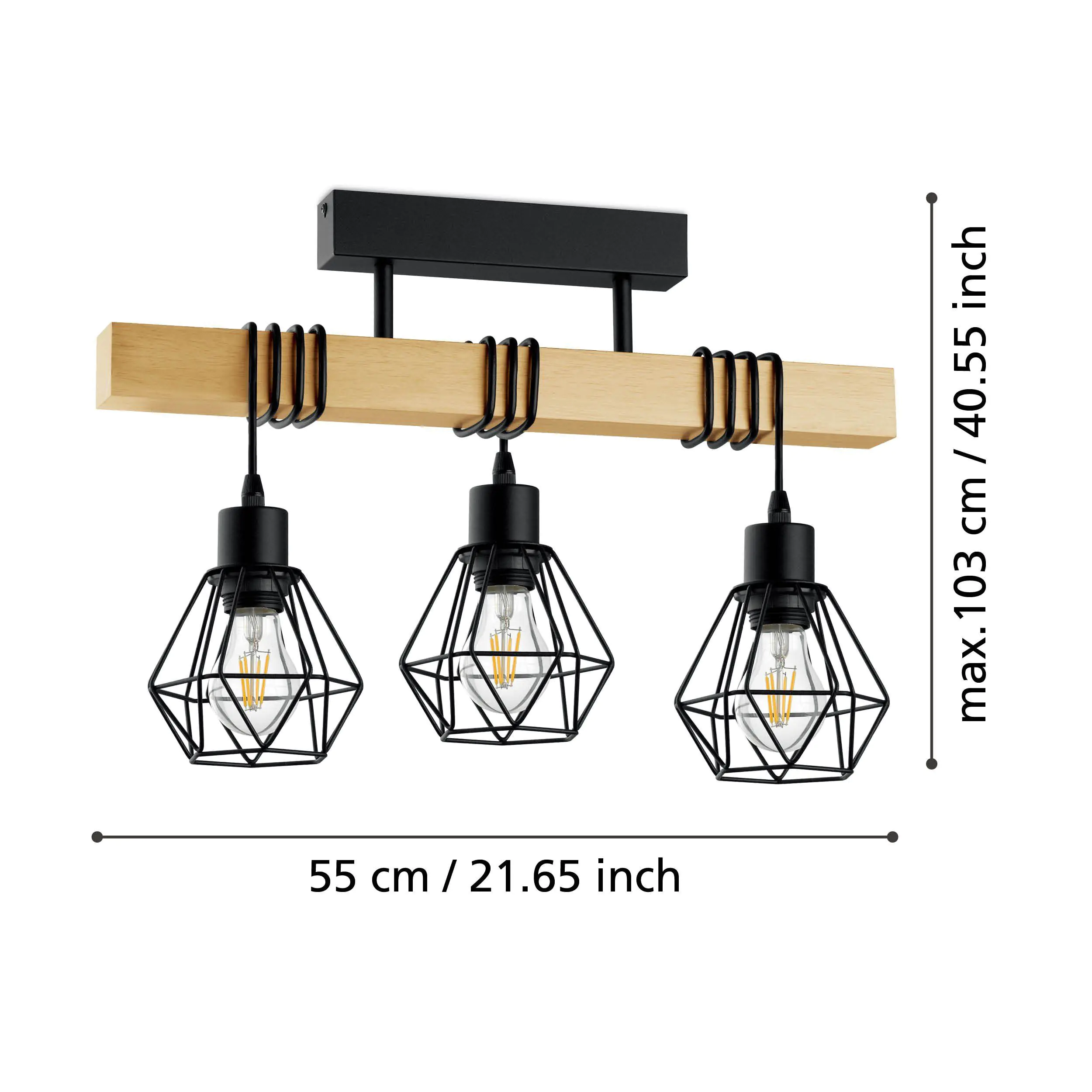 Eglo Pendelleuchte Townshend 5 schwarz braun 55 x 20 x 36 cm