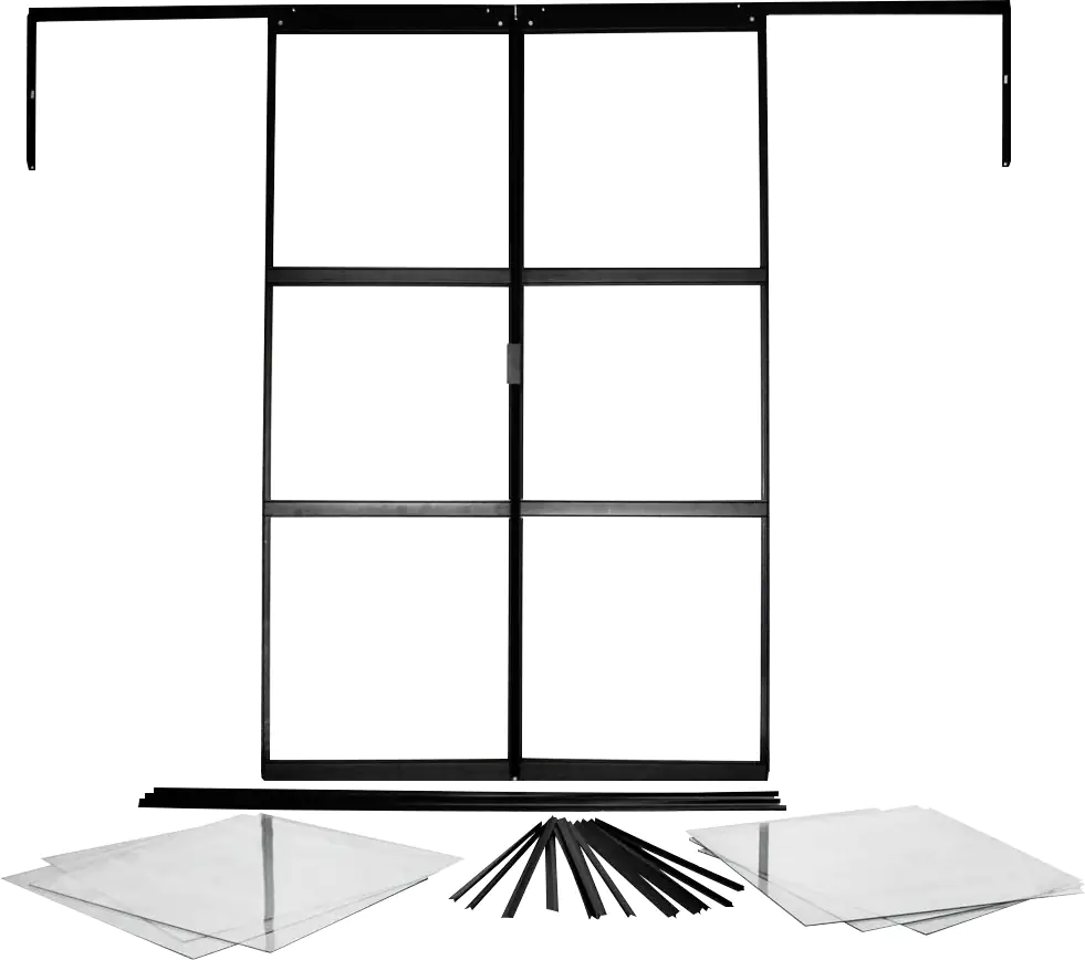 Vitavia Doppelschiebetür-Set Sirius schwarz 3 mm ESG