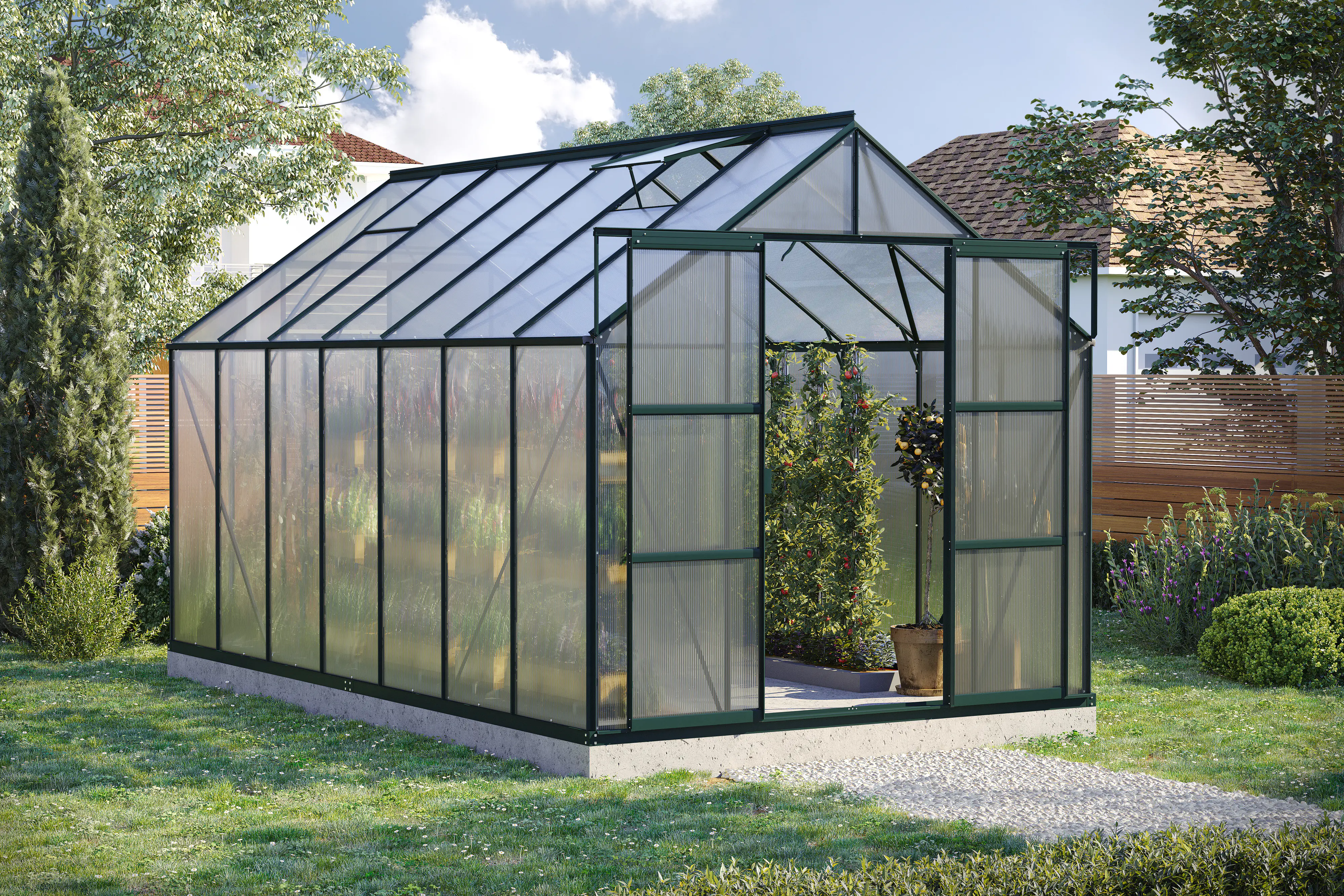 Vitavia Gewächshaus-Set Uranus 11500 HKP 4 mm smaragd 254 x 441 cm 