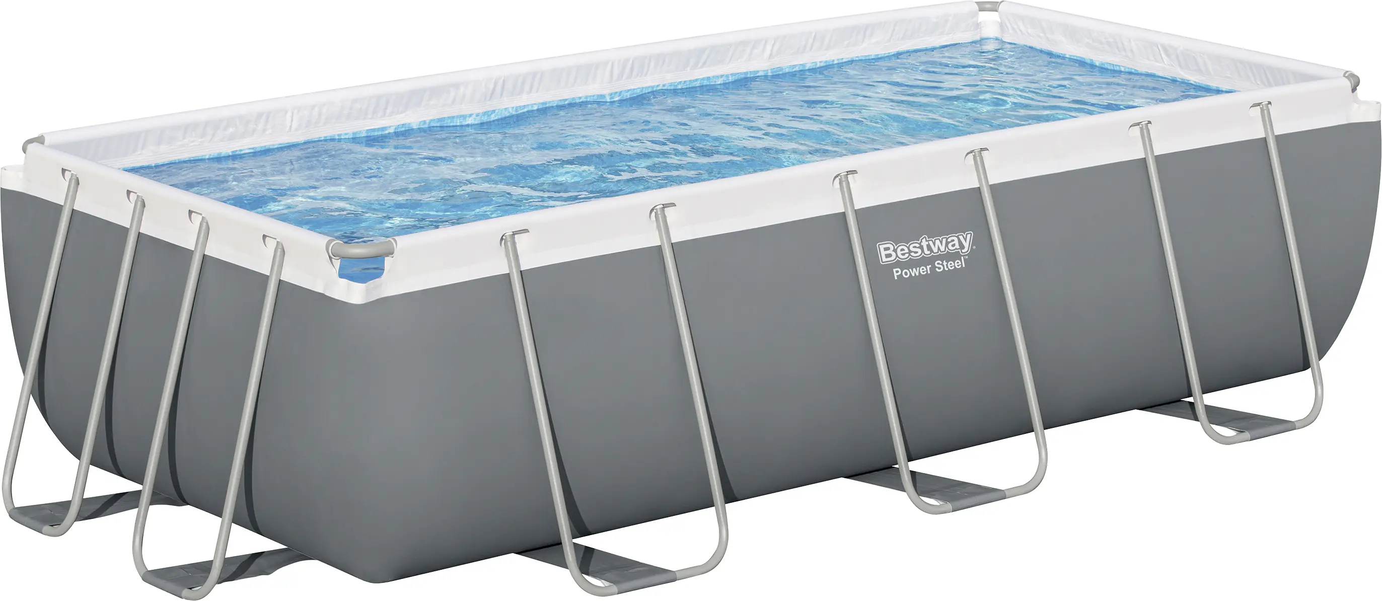 Bestway Power Steel Frame Pool Set mit Filterpumpe 404 x 201 x 100 cm, grau, eckig