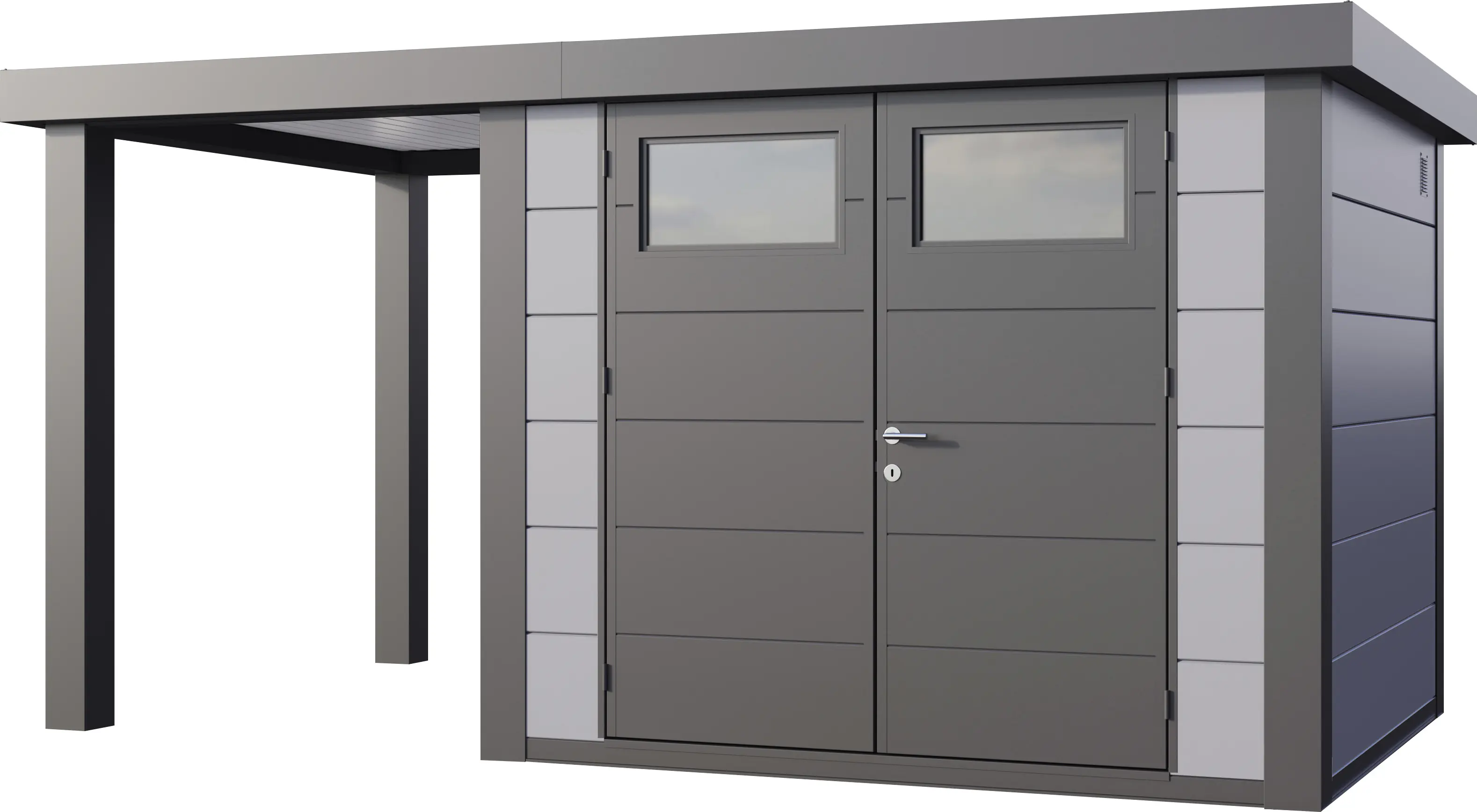 Telluria Gerätehaus Classico Open Lounge S 2724 links lichtgrau 436 x 238 cm