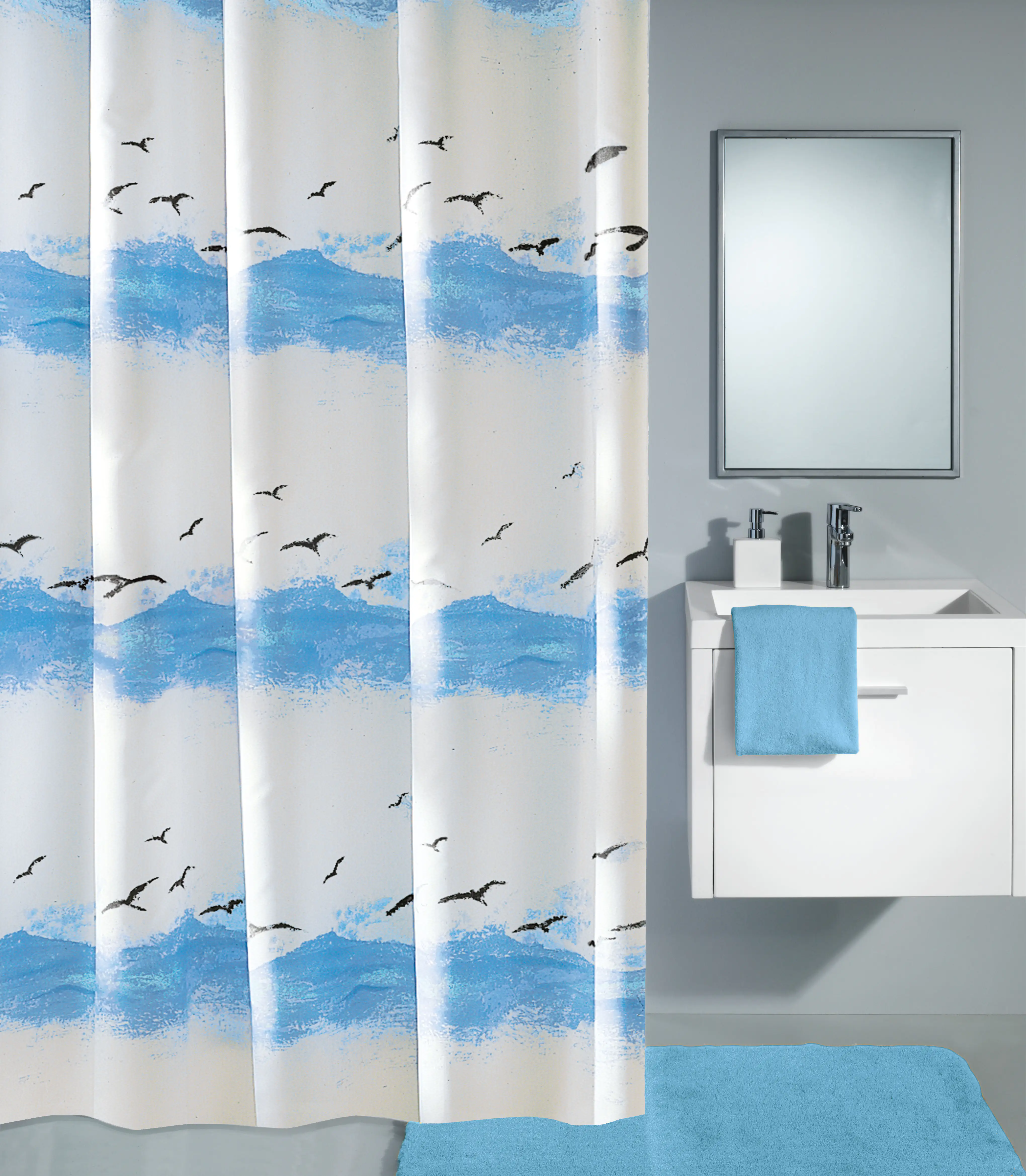 Kleine Wolke Duschvorhang Seaside krokusblau, 180 x 200 cm