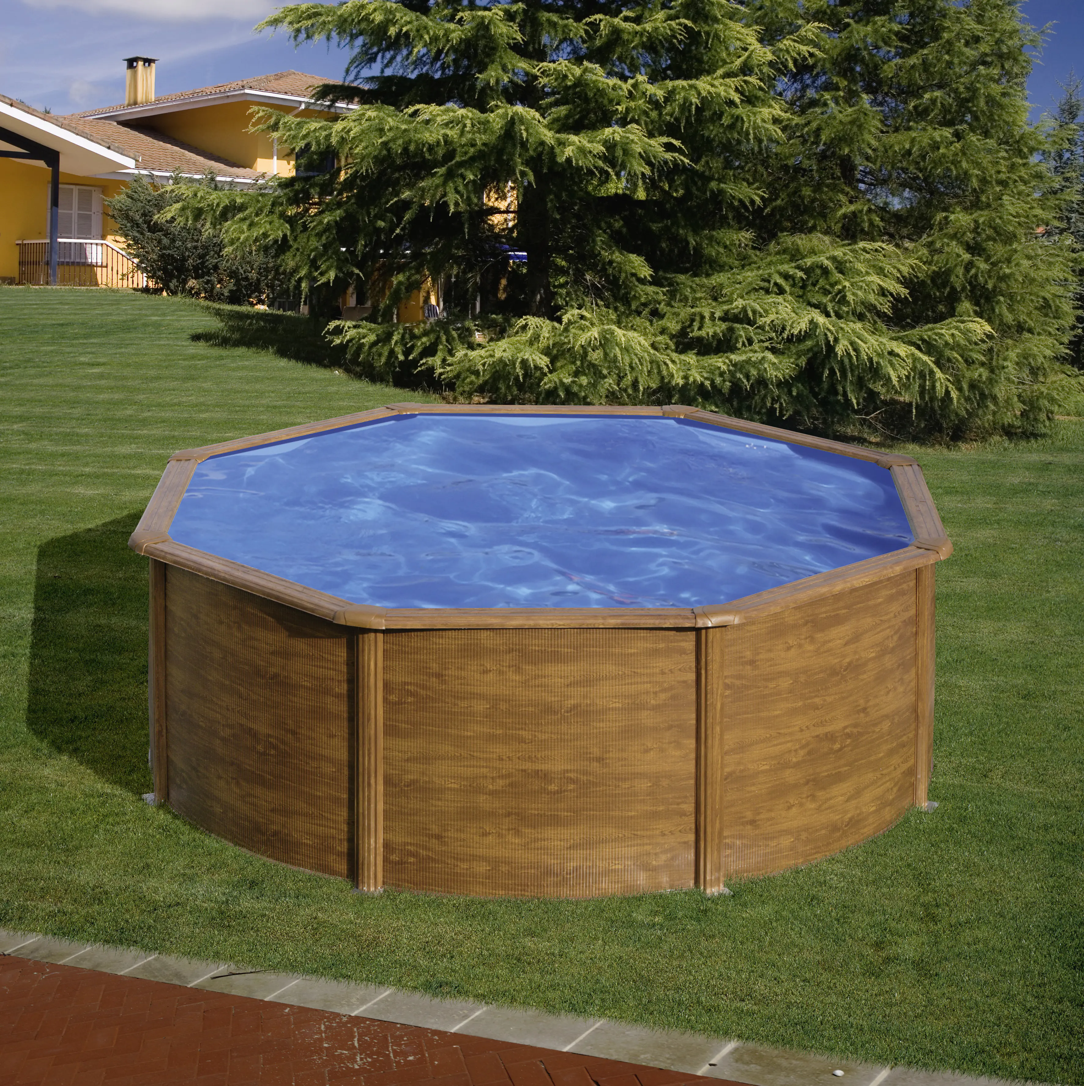 Gre Stahlwandpool Pacific rund Ø 320 x 122 cm holzoptik