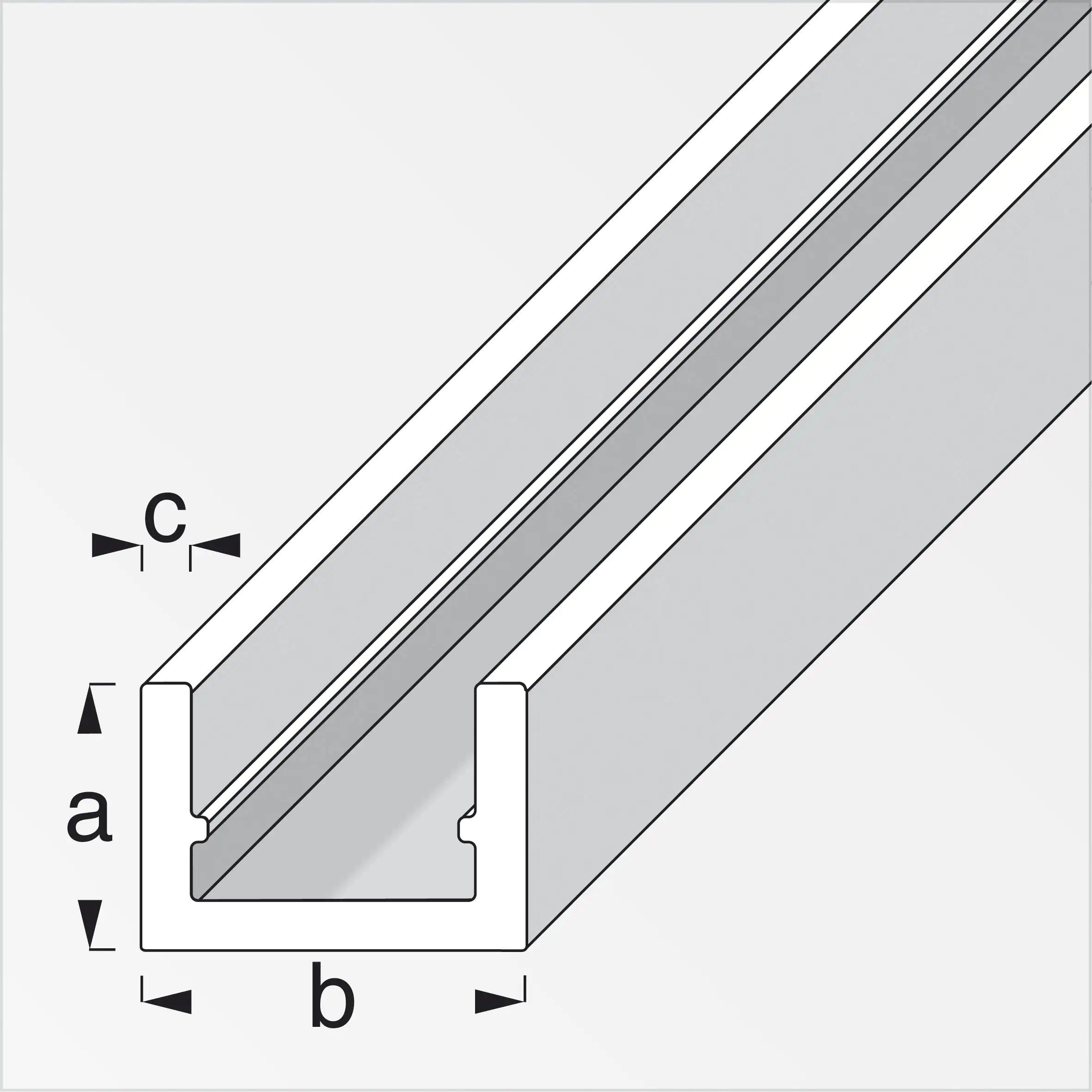 alfer U-Profil 1 m, 10 x 22.5 x 1.5 mm Aluminium eloxiert silber