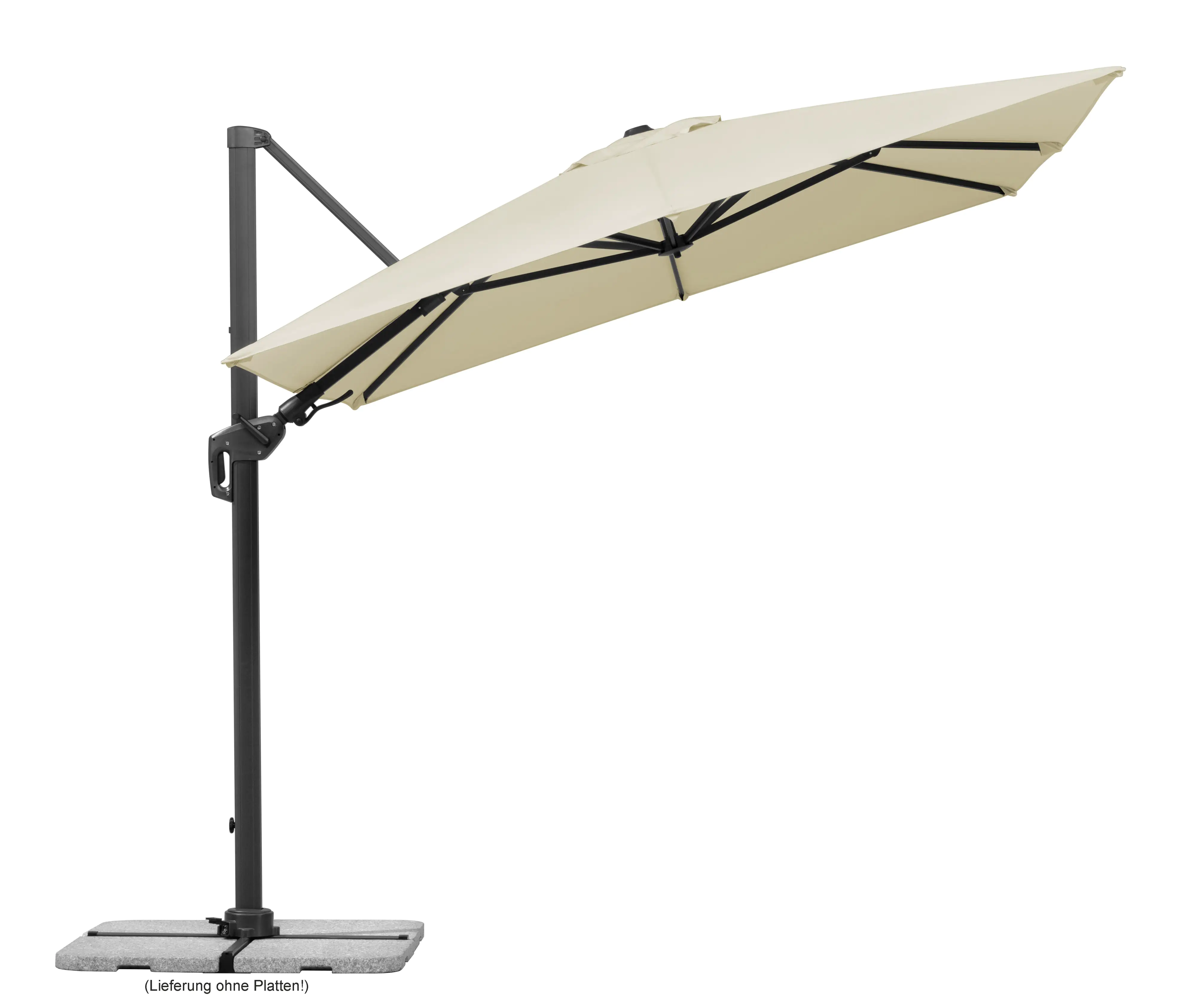 Schneider Ampelschirm Rhodos Twist natur 350 x 260 cm inkl. Sonnenschirmhülle