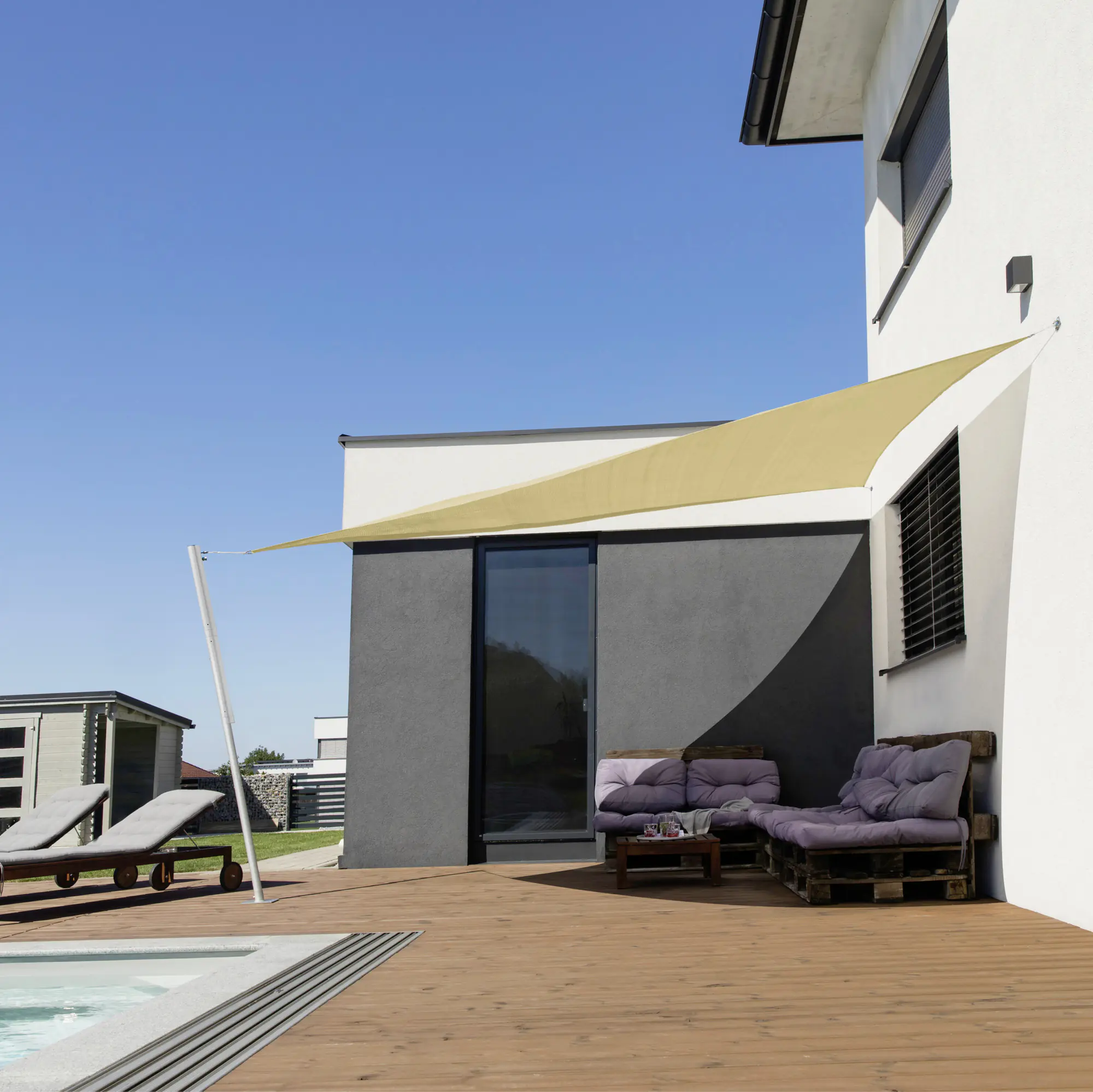 Windhager Sonnensegel Elba Elfenbein 3,6 x 3,6 x 3,6 m