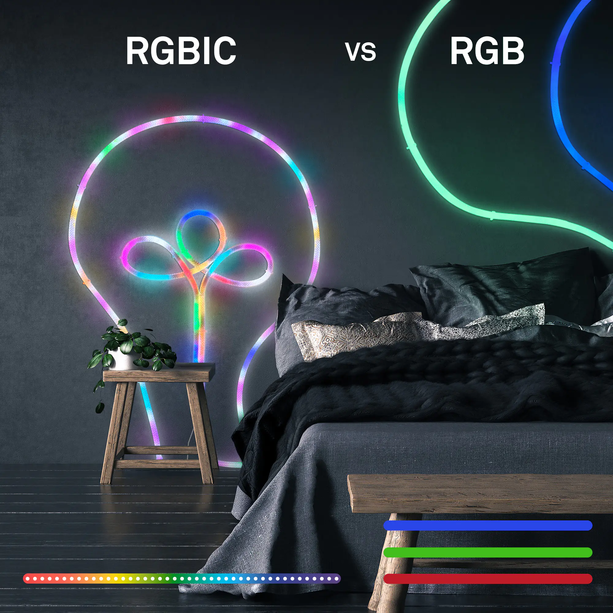Briloner LED-Lichtschlauch RGBIC mit Musiksensor 5 m dimmbar weiß