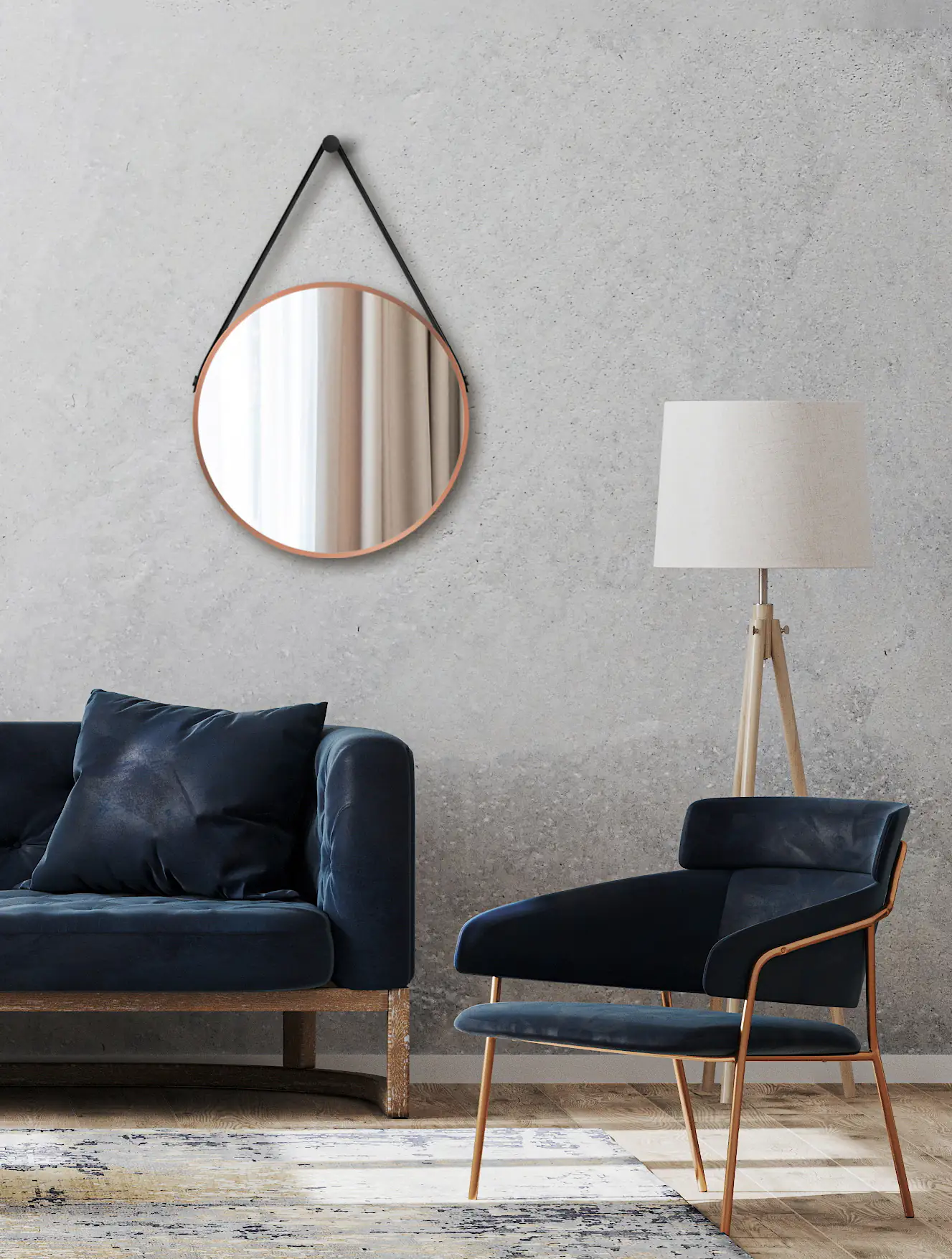 DSK Design Spiegel Silver Coiffeur Ø50 cm, kupfer