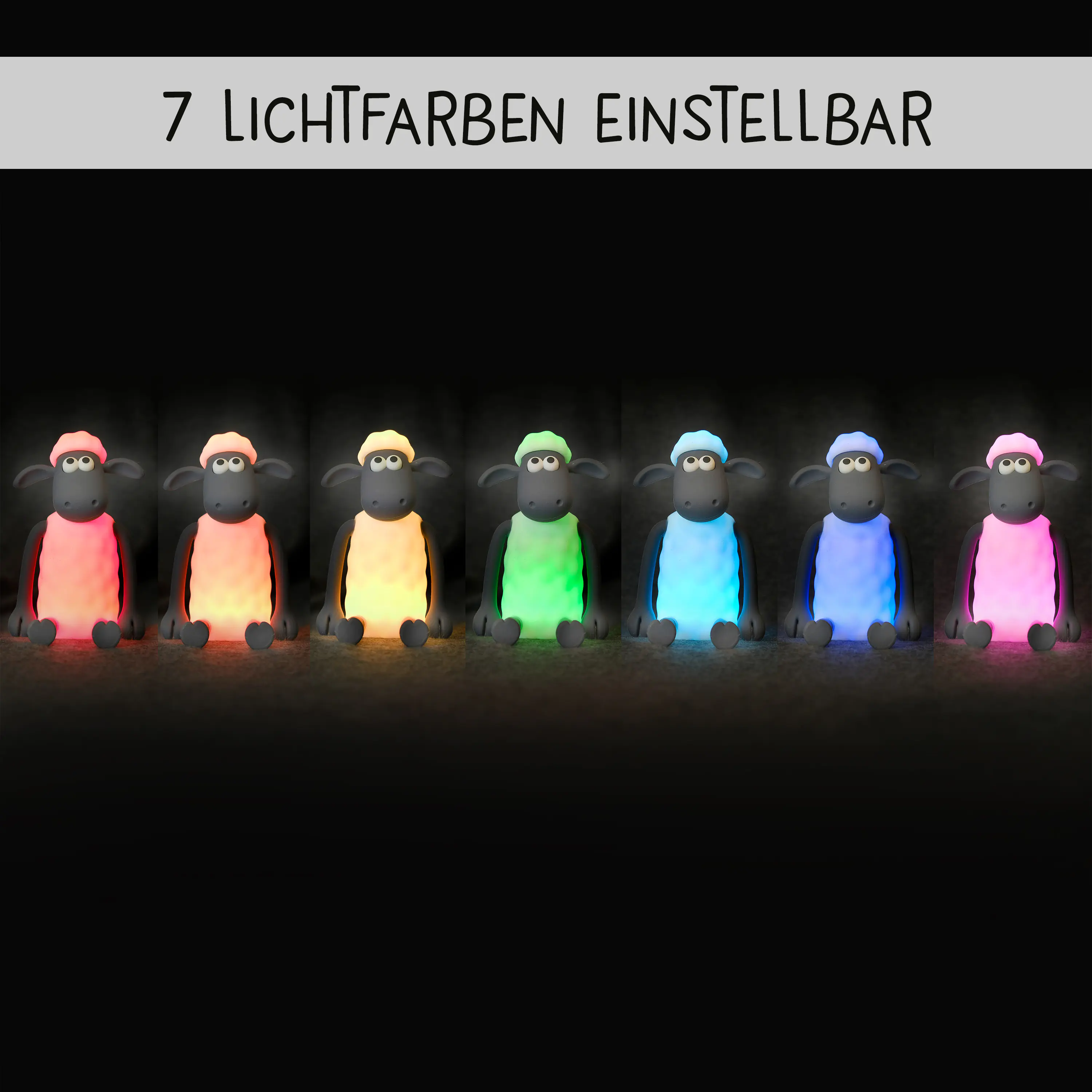 MegaLight LED Shaun das Schaf Nachtlicht RGB USB-Anschluss