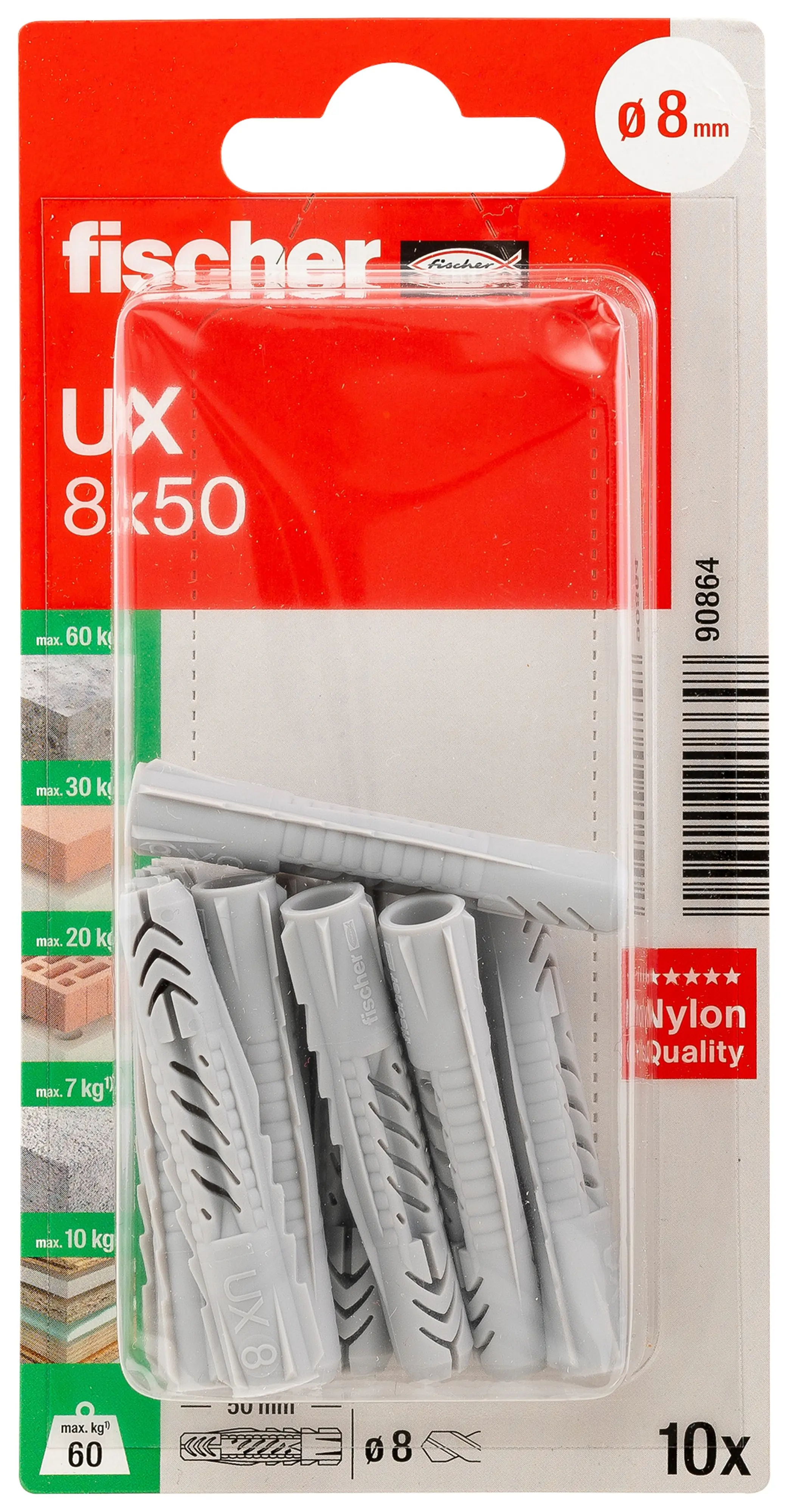 Fischer Universaldübel UX 8 x 50 mm - 10 Stück