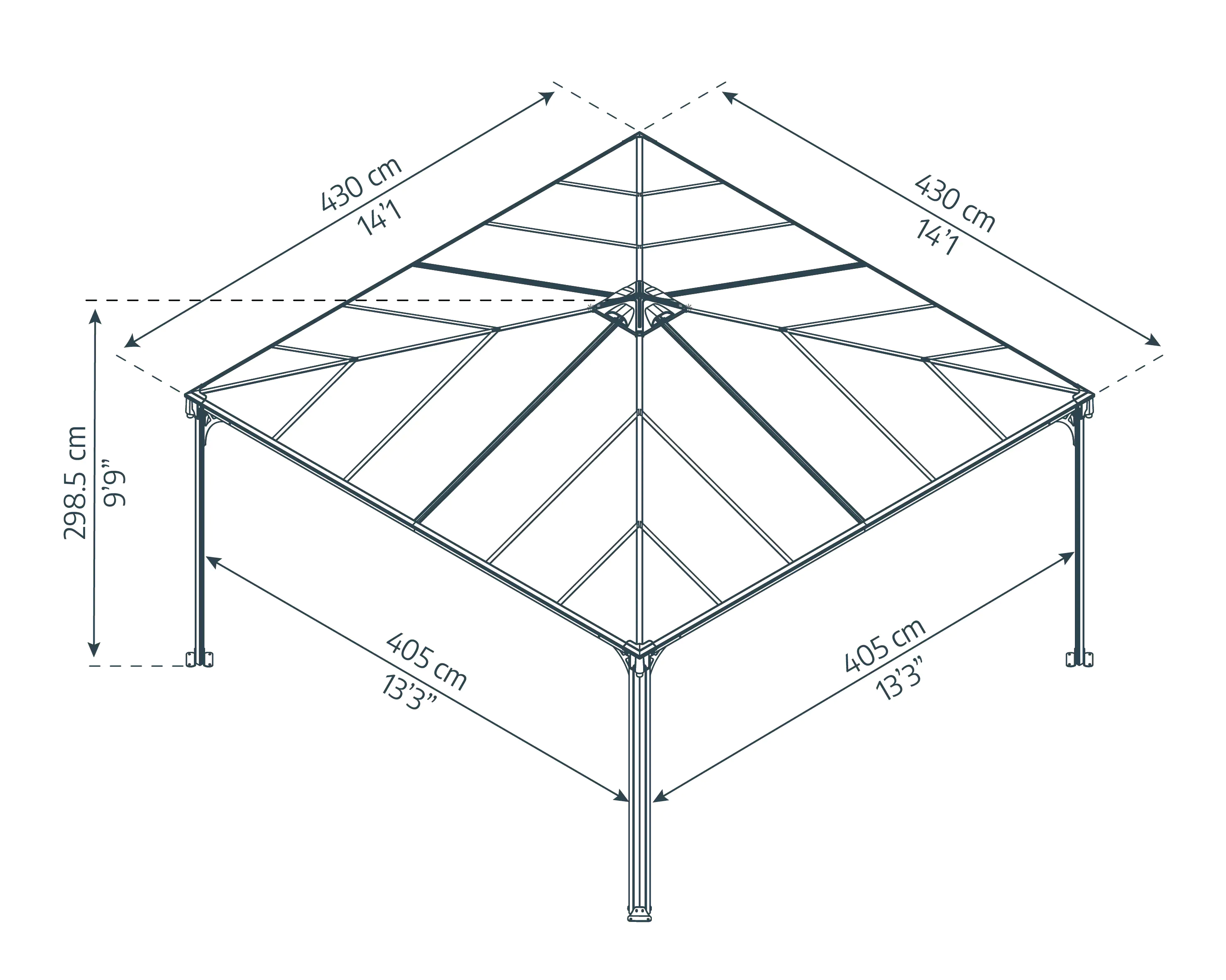 Canopia Pavillon Palermo 429 x 429 cm anthrazit/grau