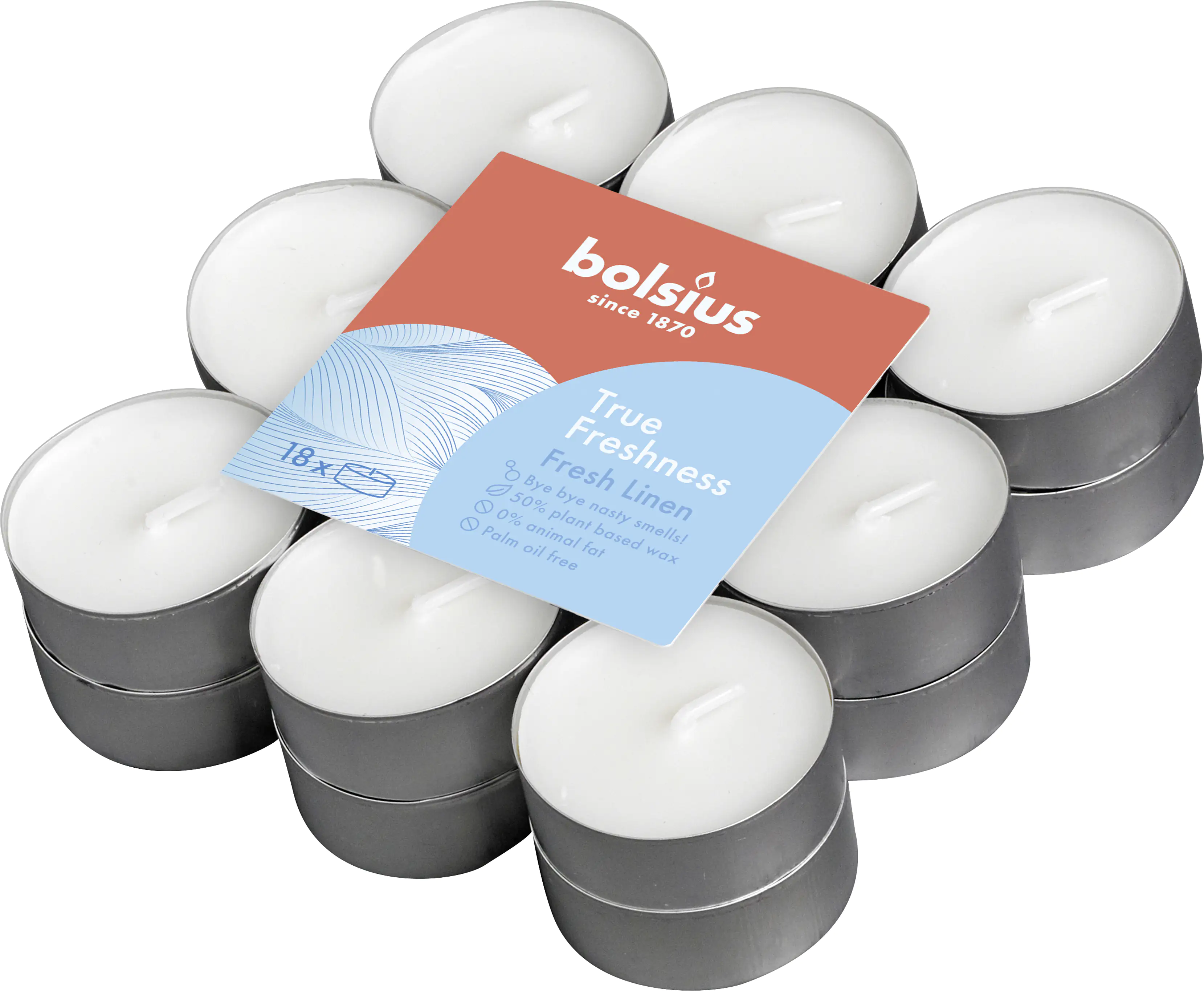 Bolsius Duftteelichter True Freshness Morgenfrische Ø 3,8 cm, 18er Pack