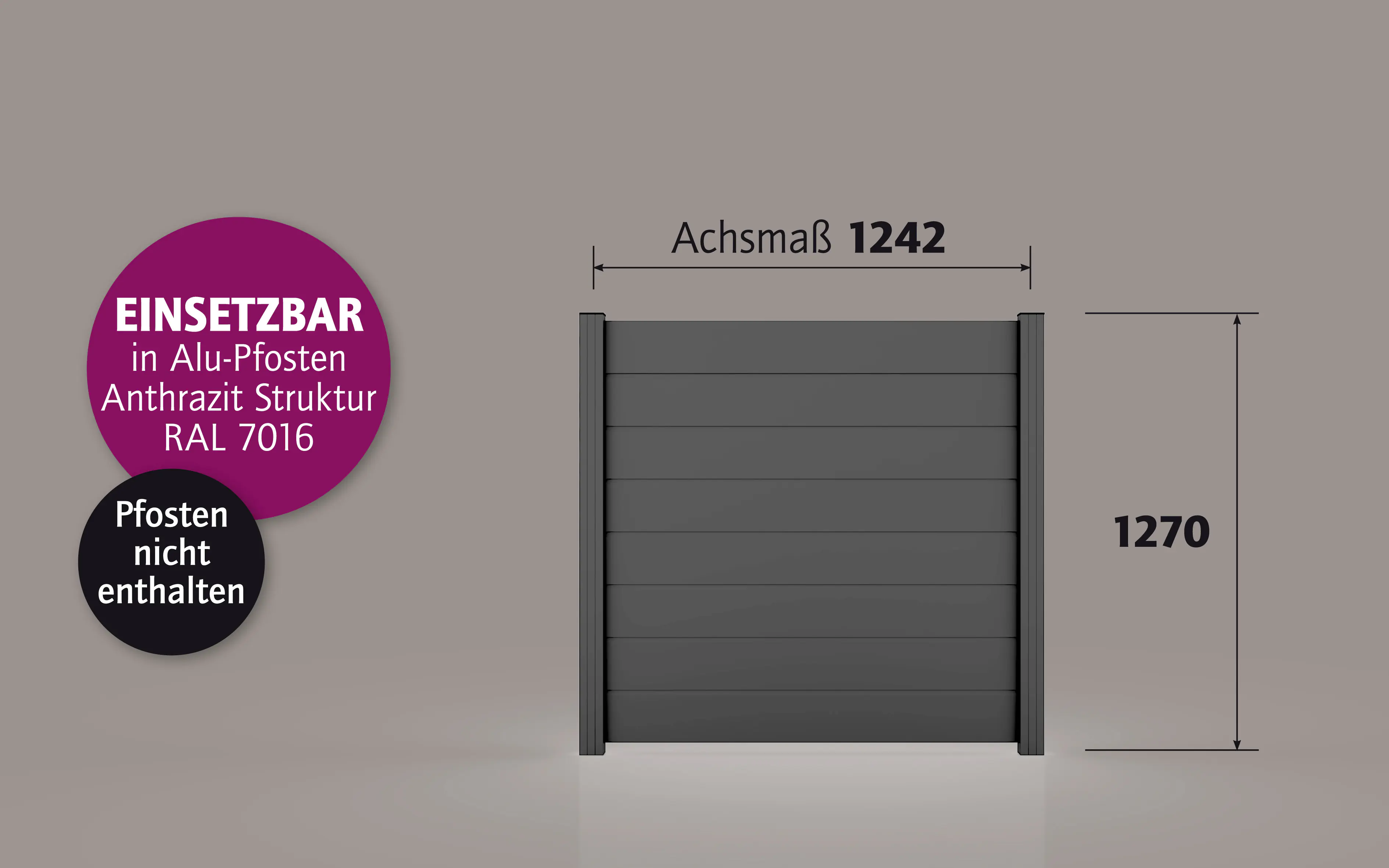 Ambiente Alu-Zaun Paneel 150 B x H: 120 cm x 120 cm, 22 mm stark
