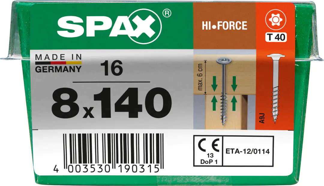 Spax Holzbauschrauben 8.0 x 140 mm TX 40 - 16 Stk.