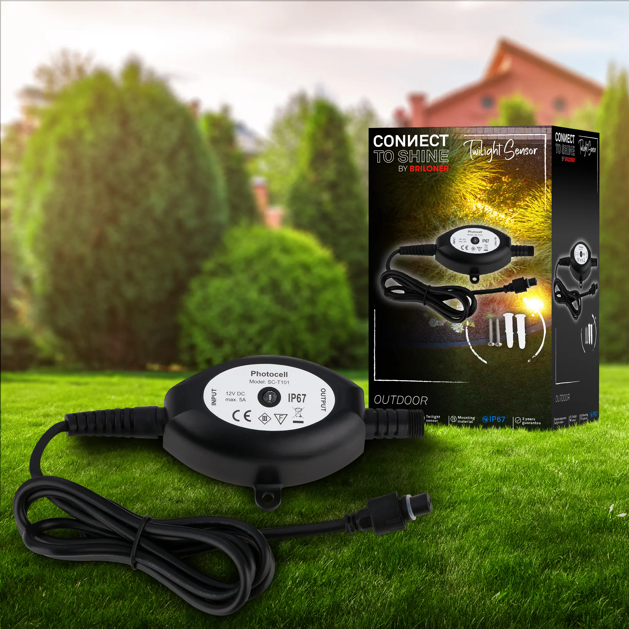 Briloner Dämmerungssensor Connect to Shine 12V schwarz, IP67