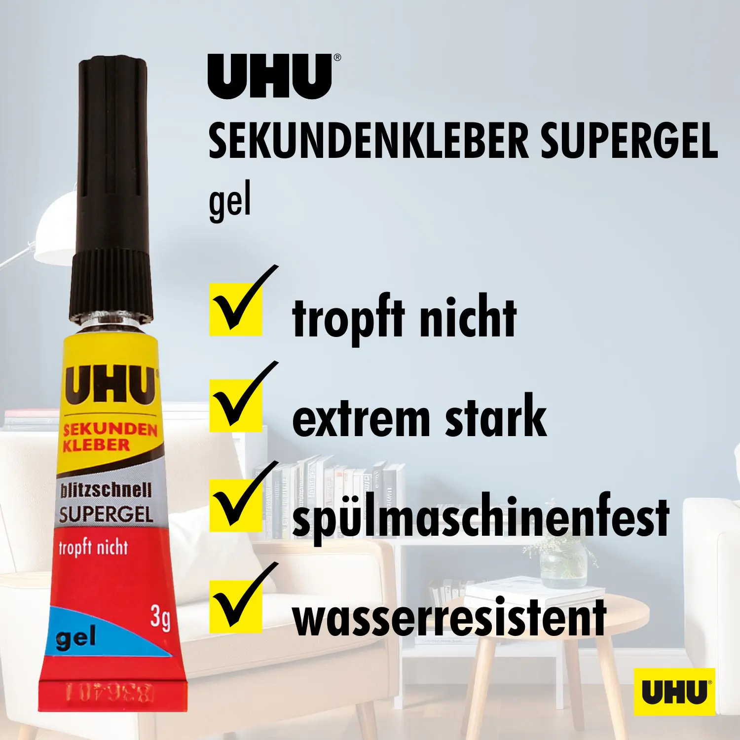 UHU Sekundenkleber blitzschnell Supergel 3 g