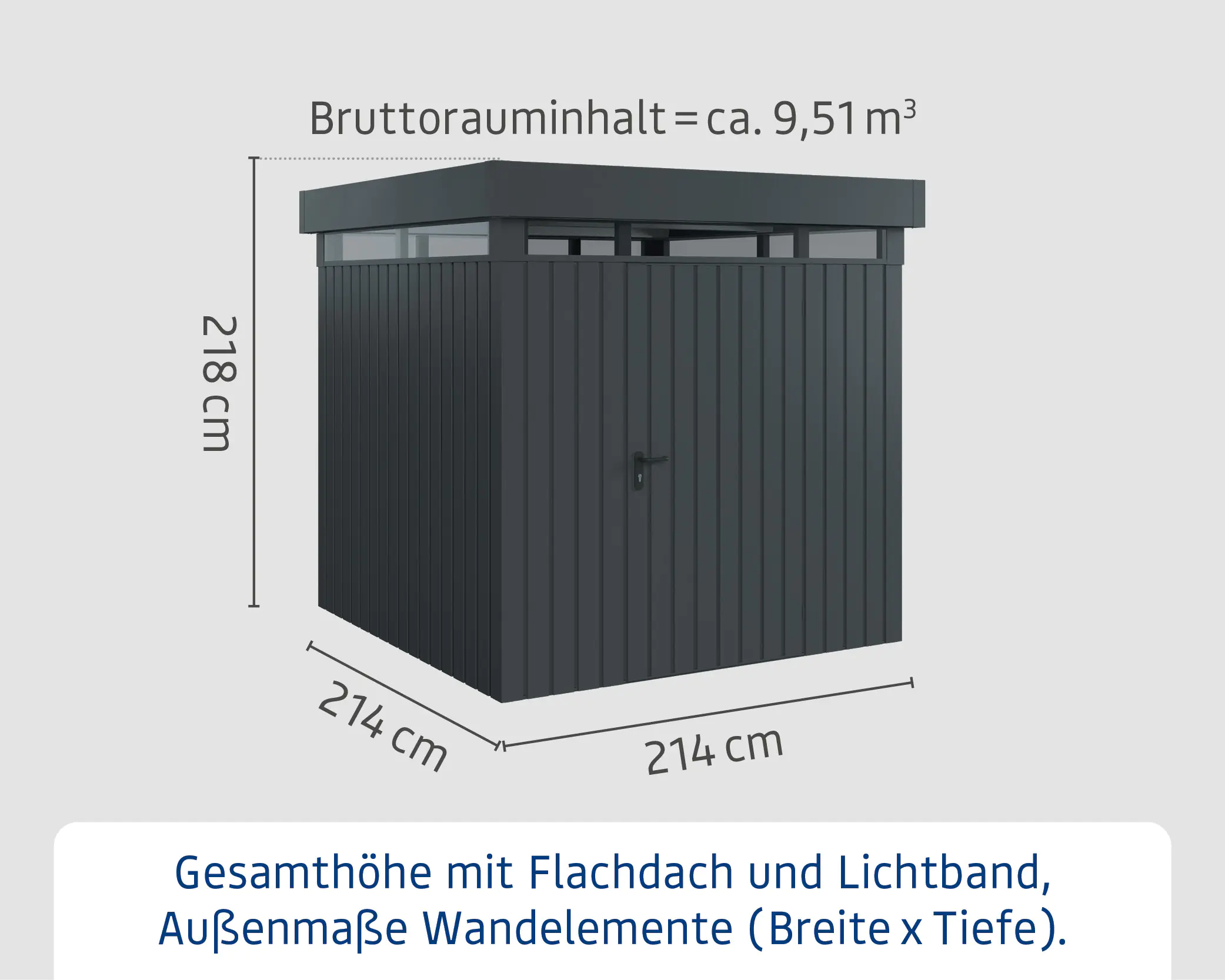 EcoStar Metallgerätehaus Euroline EFD5 LB anthrazit 214 x 214 cm 1-flg.