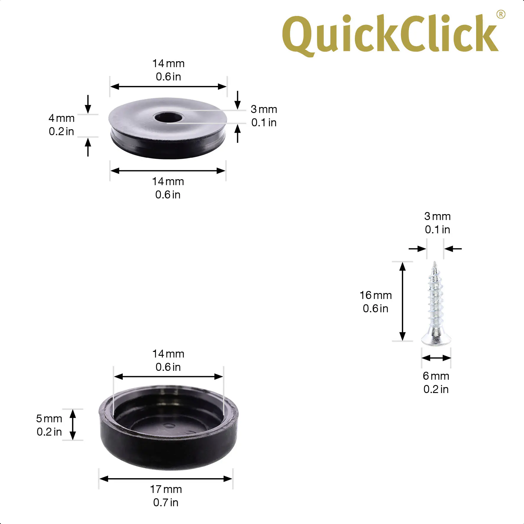 Wagner Möbelgleiter zum Anschrauben Black Slim schwarz grau Ø 17 mm - 4 Stück 
