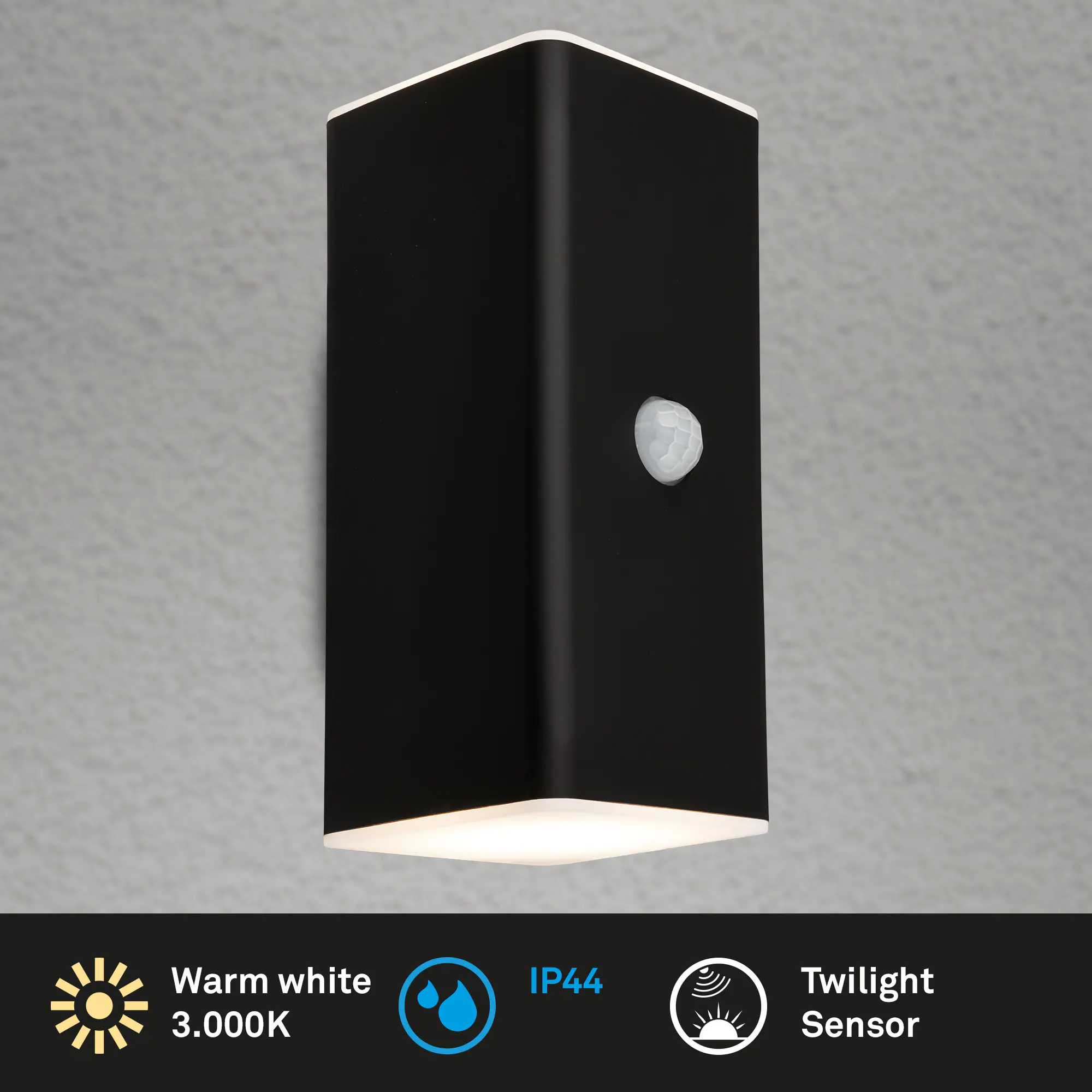 Briloner LED Akku-Außenwandleuchte Kona Akku 6W schwarz Bewegungssensor