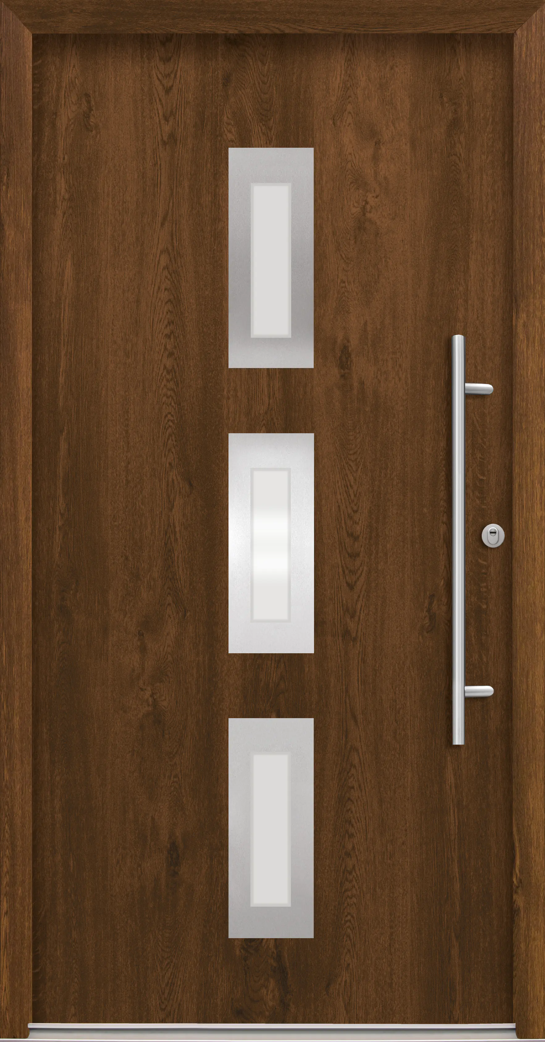 Splendoor Haustür Passivedoor Premium B02 RC2 Nussbaum DIN Rechts 110 x 210 cm