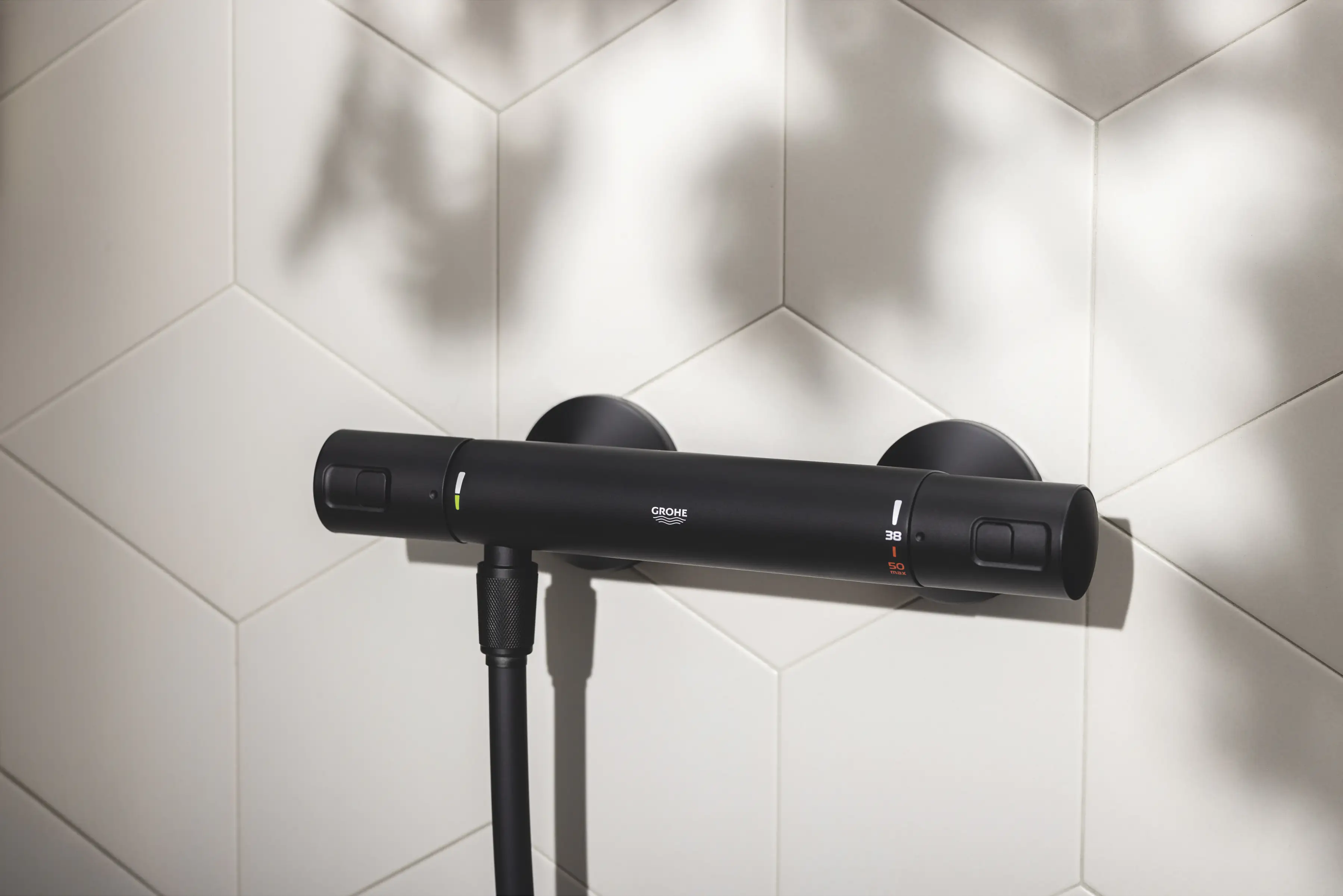 Grohe Duscharmatur mit Thermostat Precision Start schwarz matt