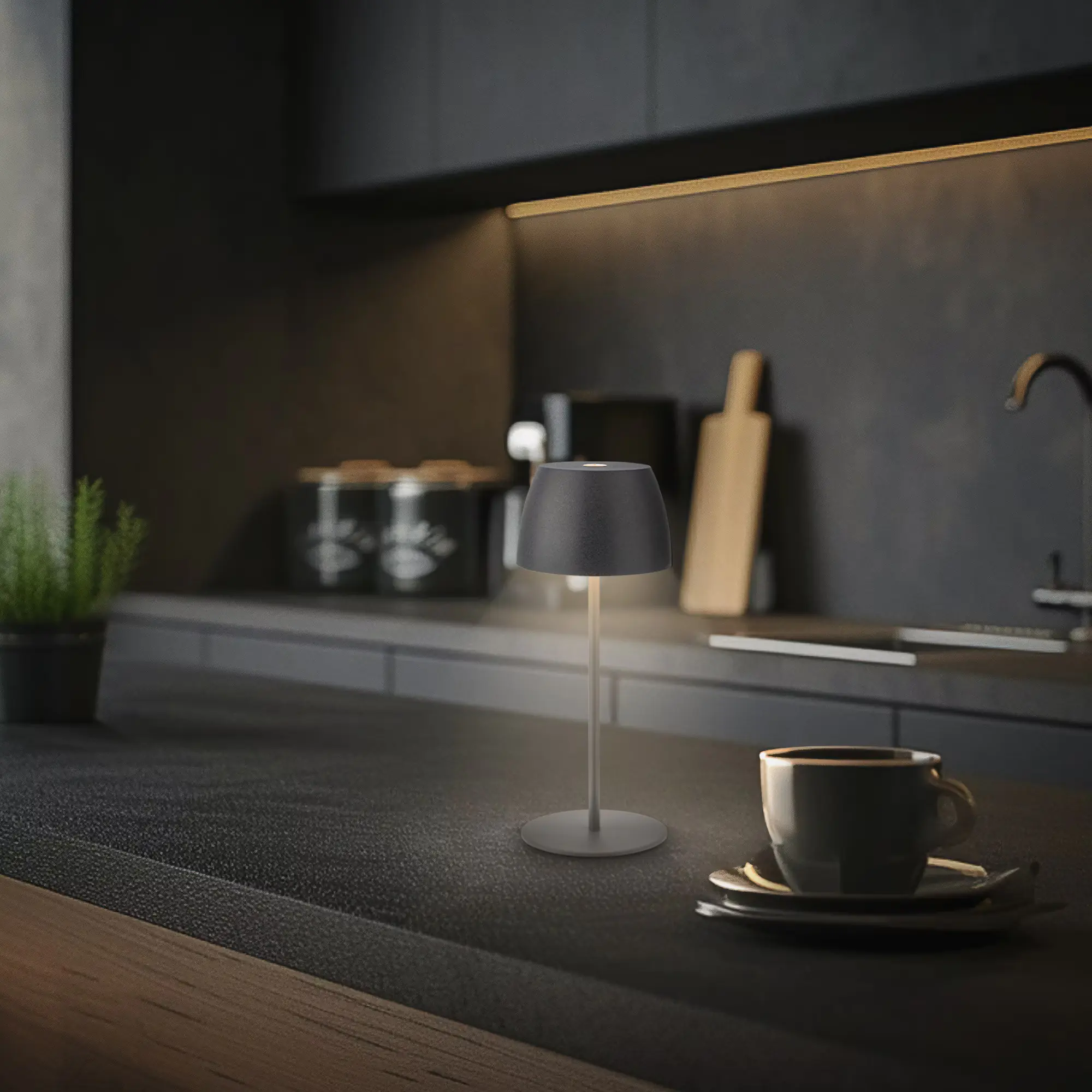 DiKa LED Akku-Tischleuchte Serina Mini Touch anthrazit 20 x 8 cm warmweiß 