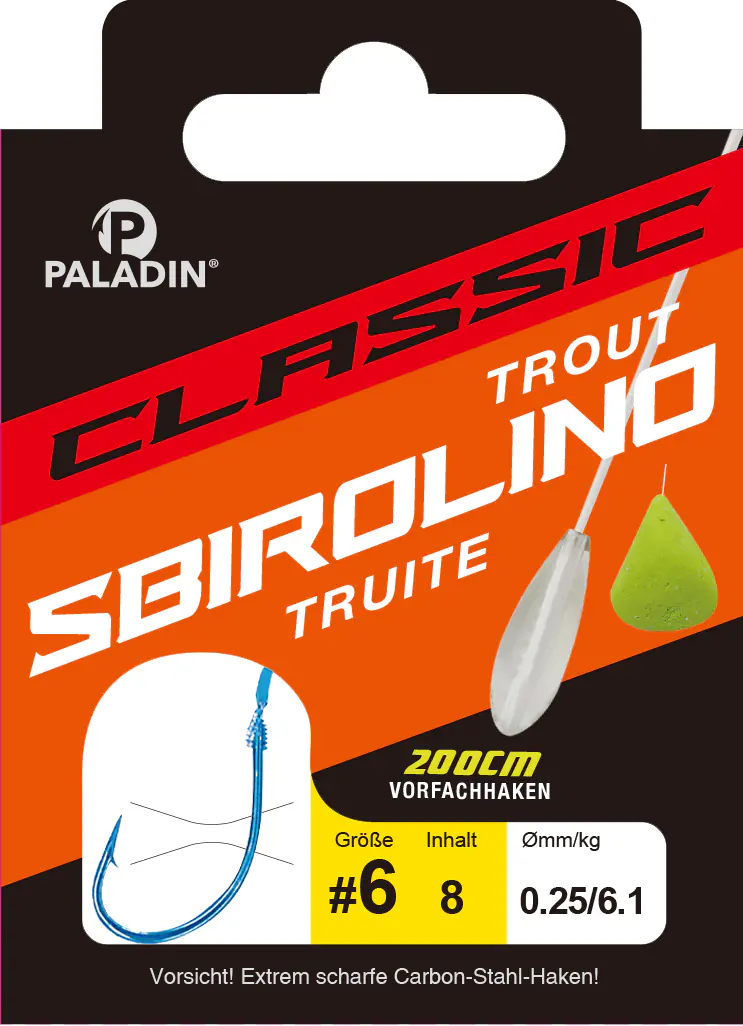 Paladin Sbirolino Vorfachhaken Größe 10 - 200 cm 8 Stück rot