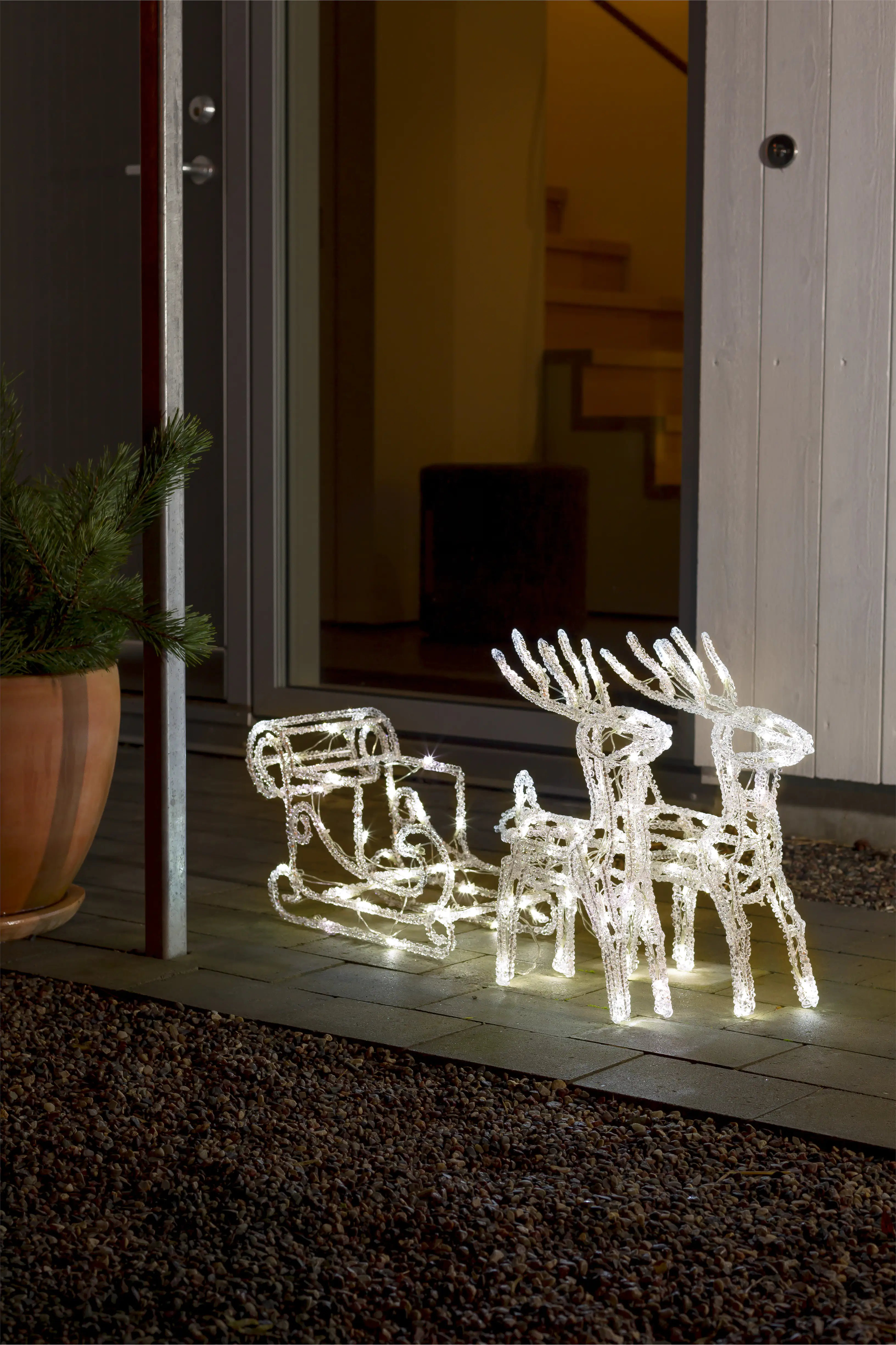 Konstsmide LED Acryl Set Schlitten mit 2 Rentieren 70cm x 18cm x 42cm