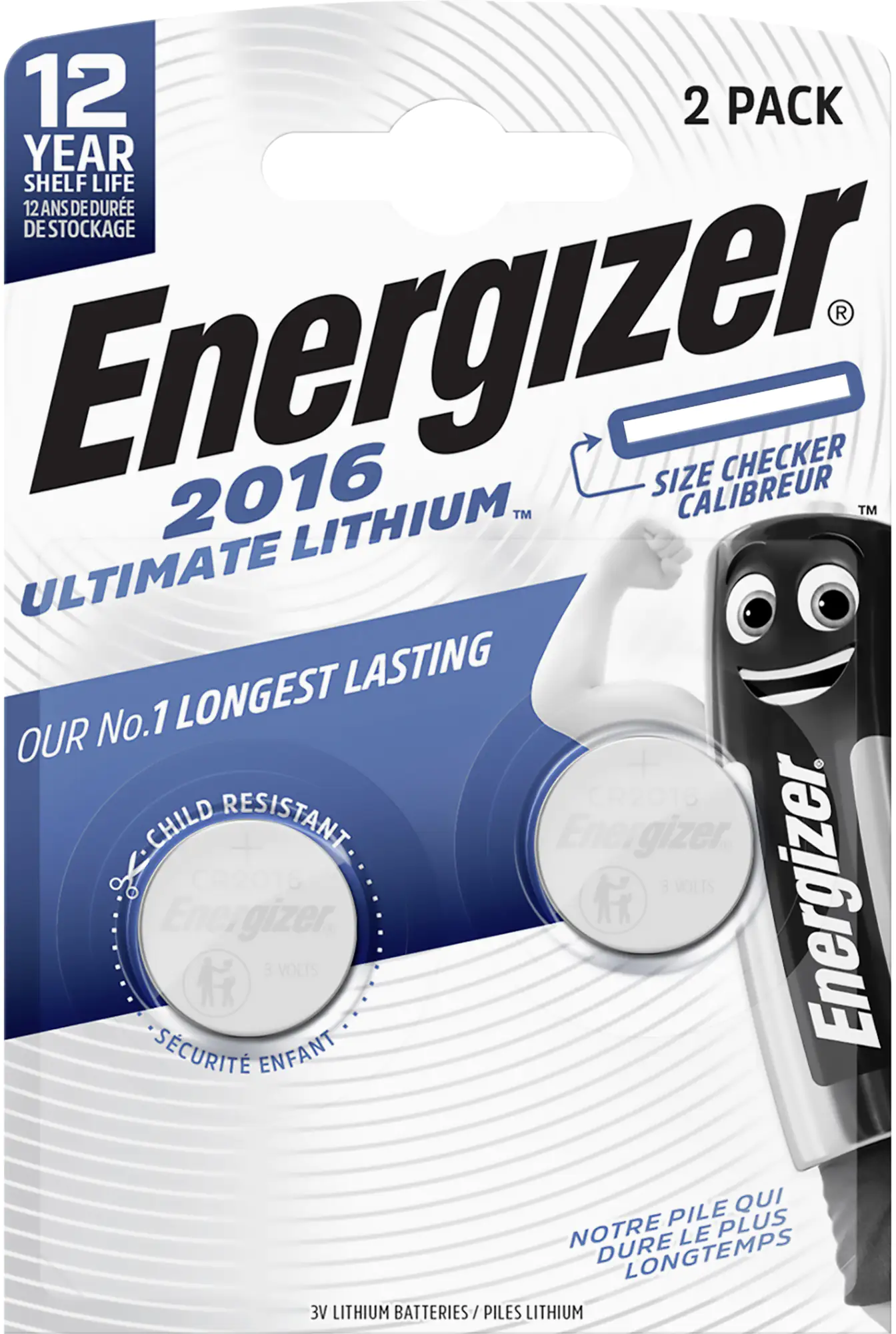 Energizer Knopfzelle CR 2016 Ultimate Lithium, 3 V, 2er Pack