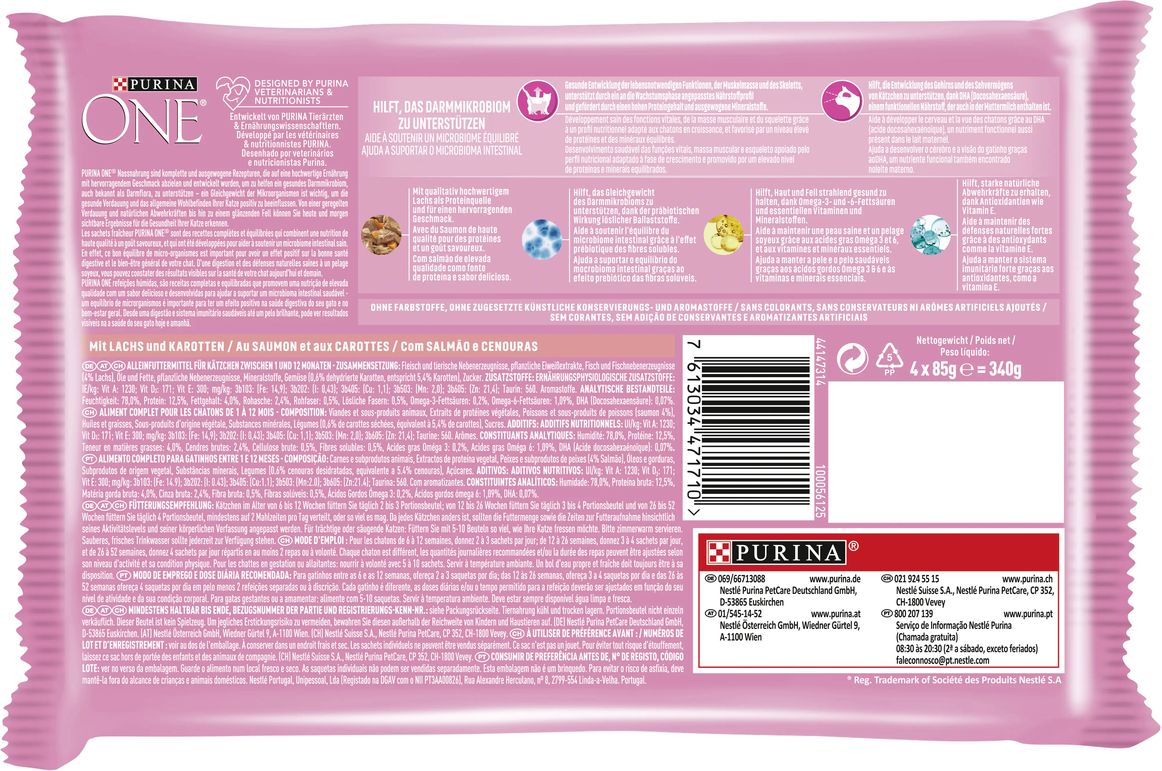 Purina one Junior Lachs Katzennassfutter 4 x 85 g