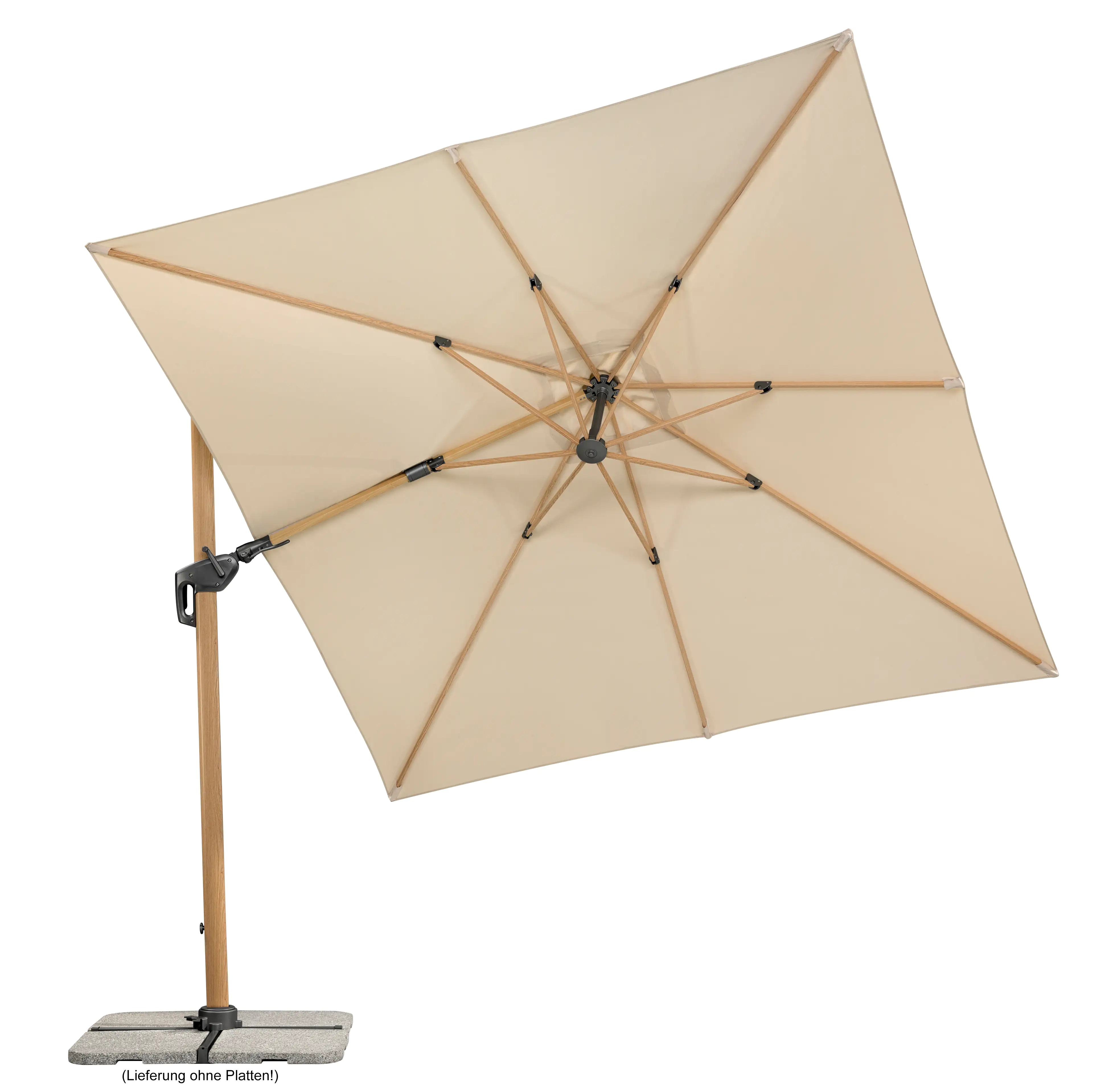 Schneider Ampelschirm Rhodos Twist Woody natur 300 x 300 cm inkl. Sonnenschirmhülle