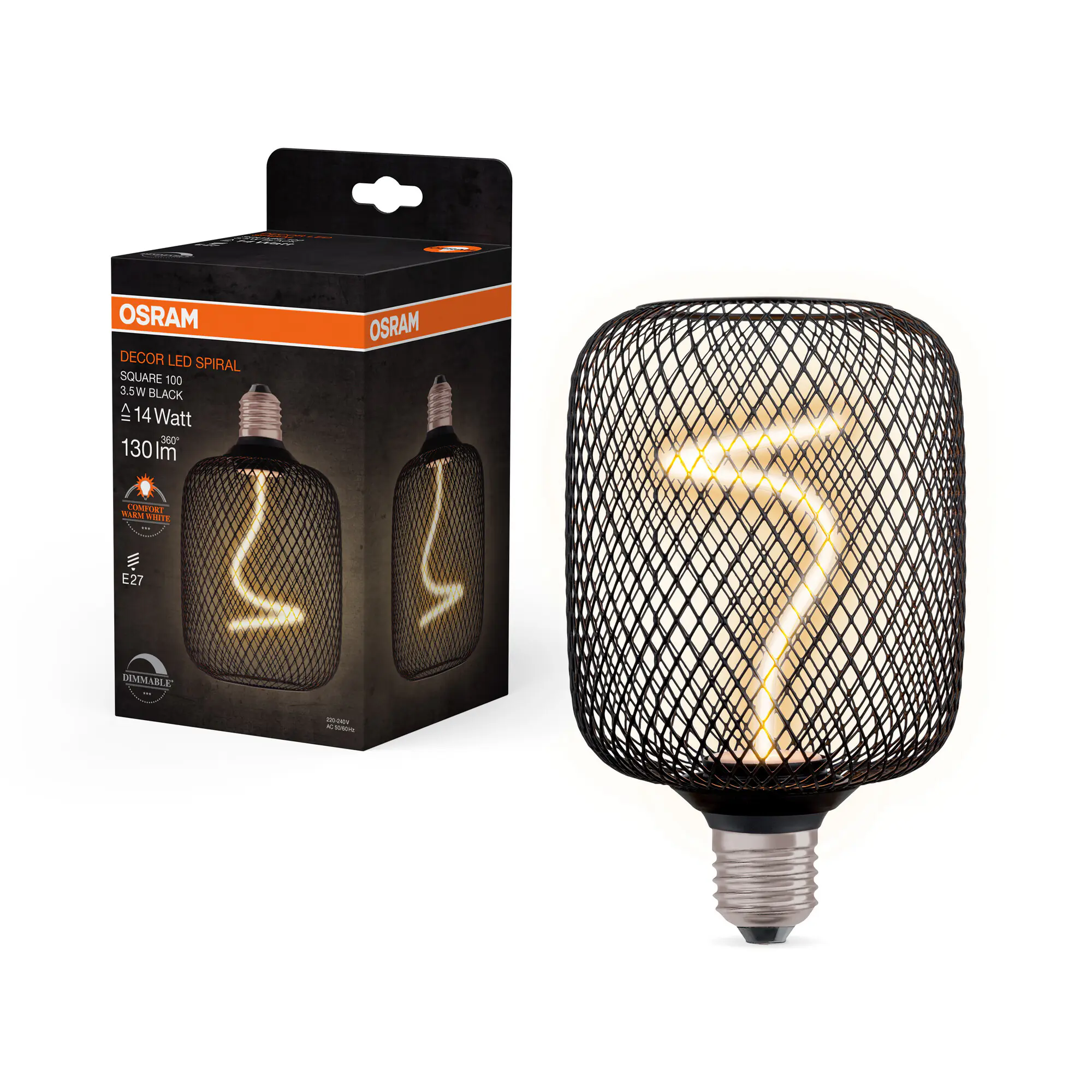 Osram LED Dekoleuchtmittel E27 Square schwarz 3,5W dimmbar warmweiß