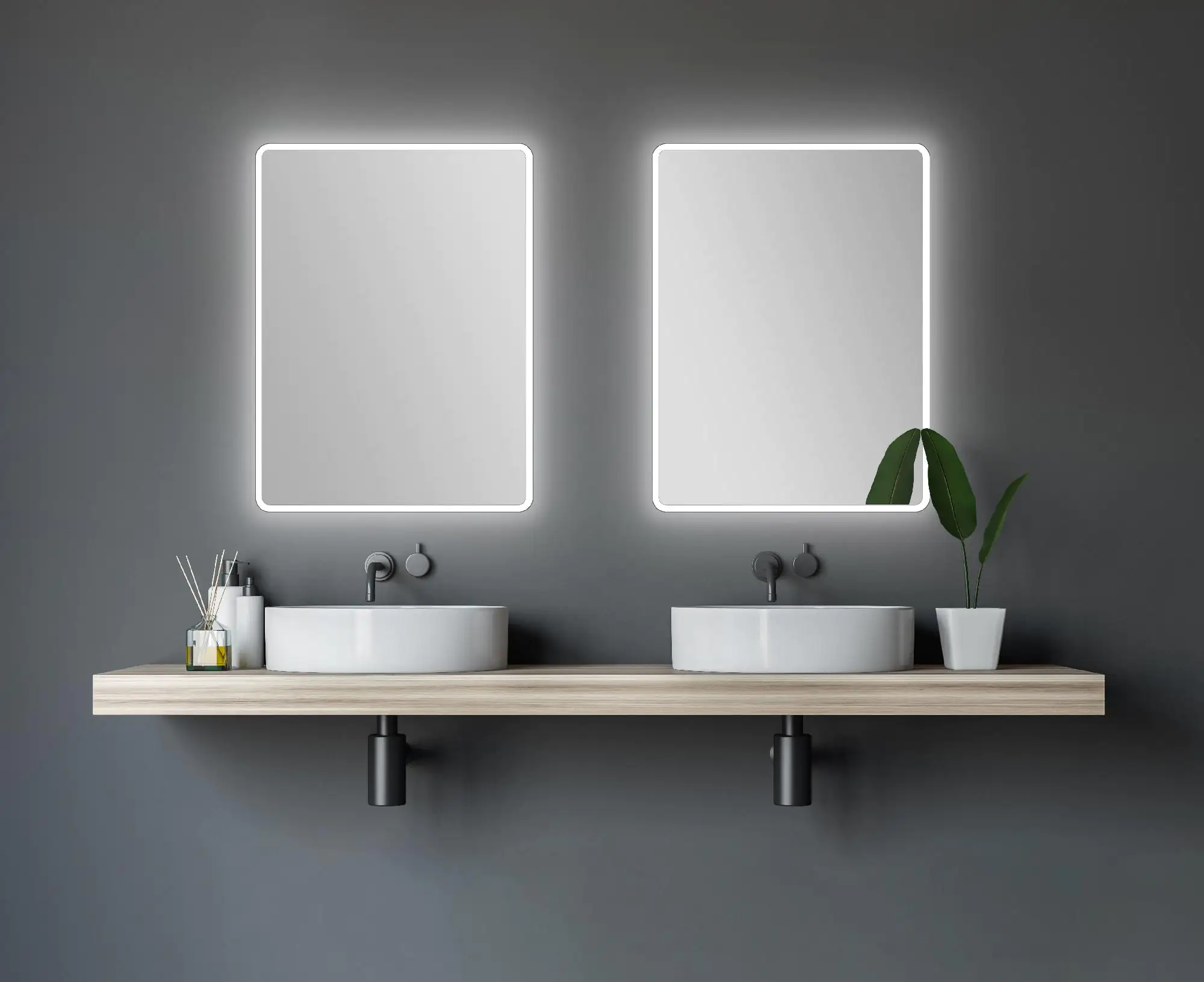 DSK LED Lichtspiegel Silver Luna 80x60 cm