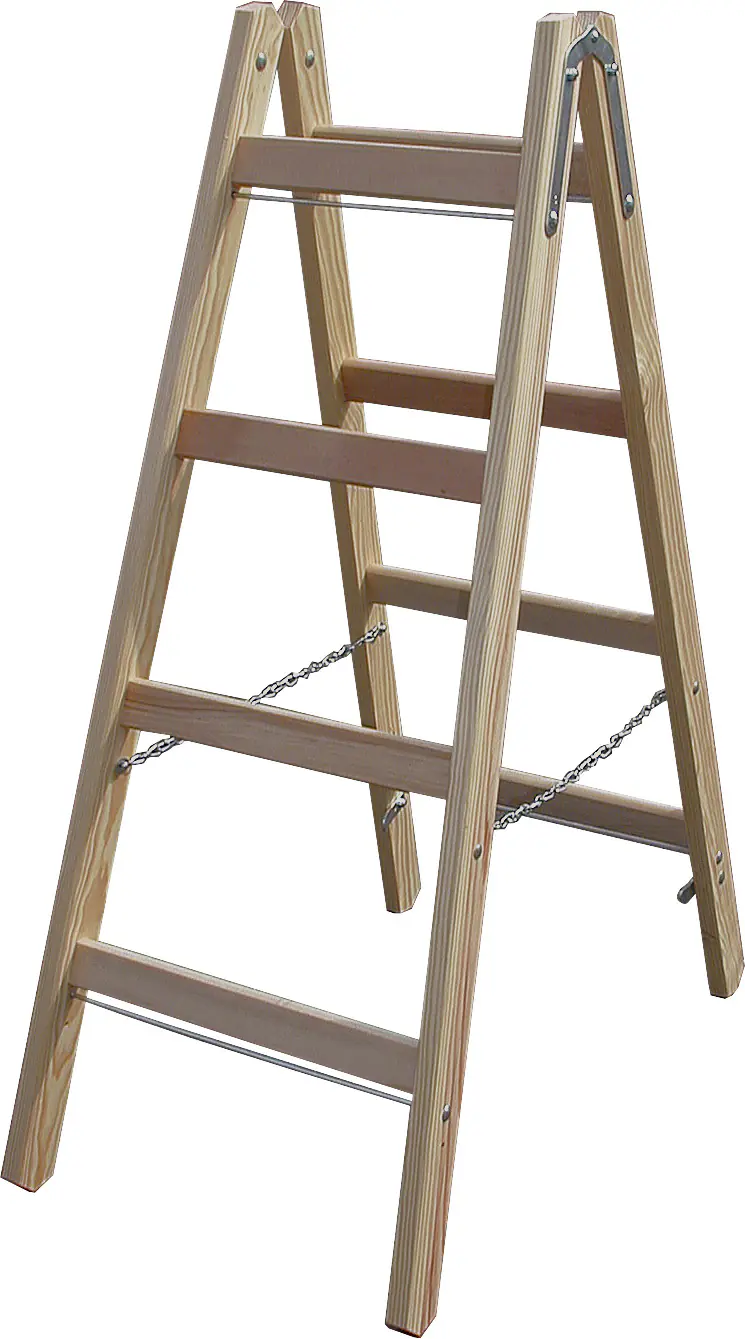 Stabilo Sprossen-Doppelleiter Holz 2 x 4 Sprossen
