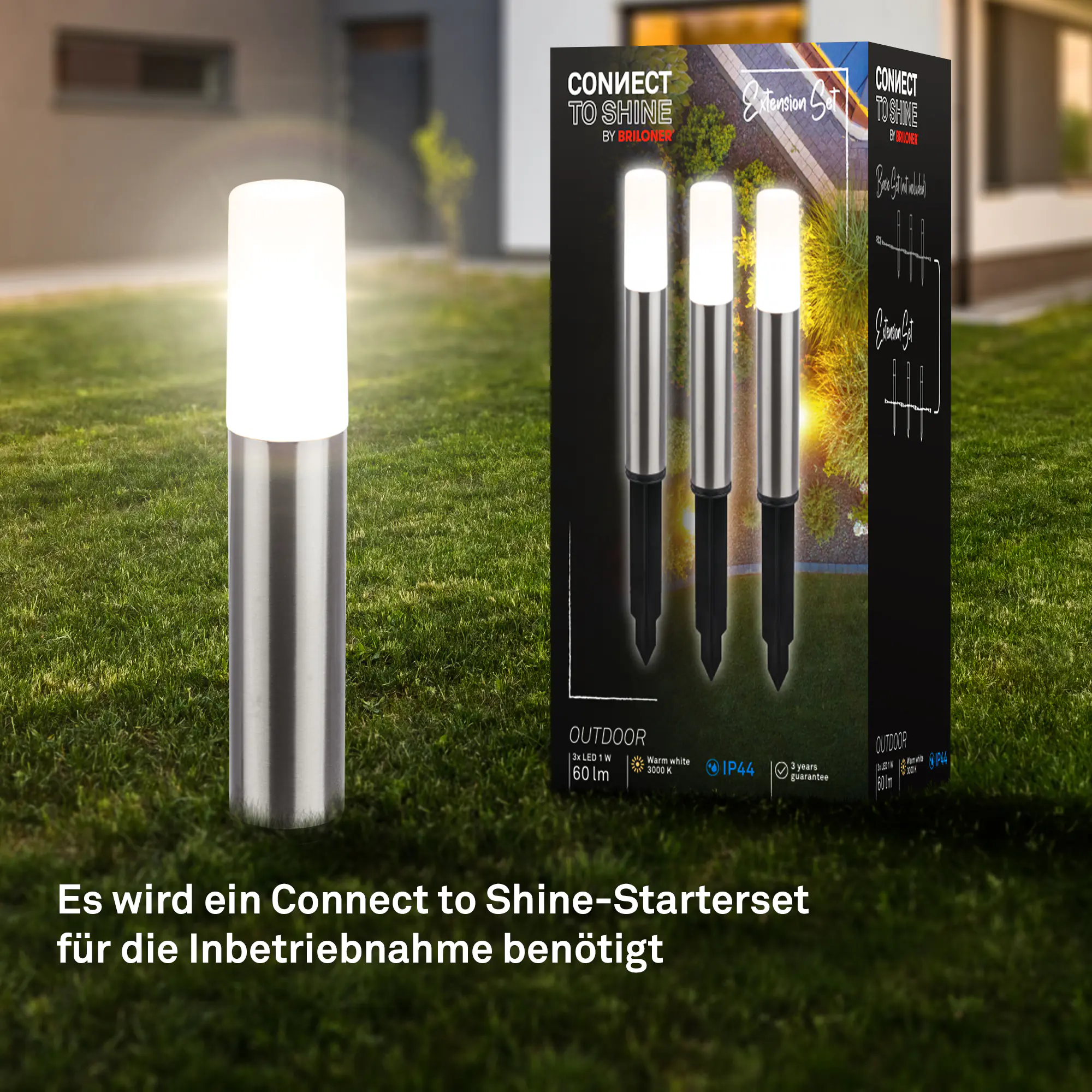 Briloner LED Außen-Bodenstrahler Junca Connect to Shine 3er Ergänzungset 3W warmweiß