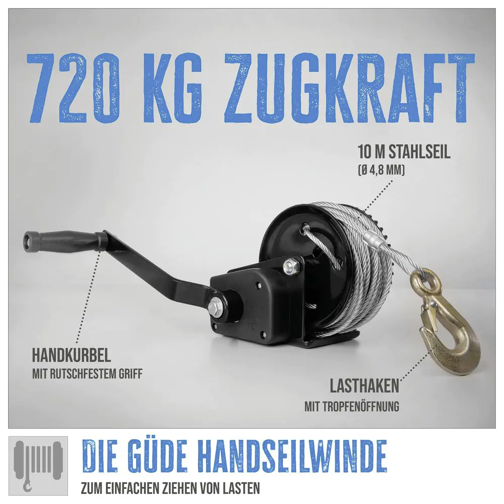 Güde Seilwinde Zugkraft 750 kg Seillänge 20 m