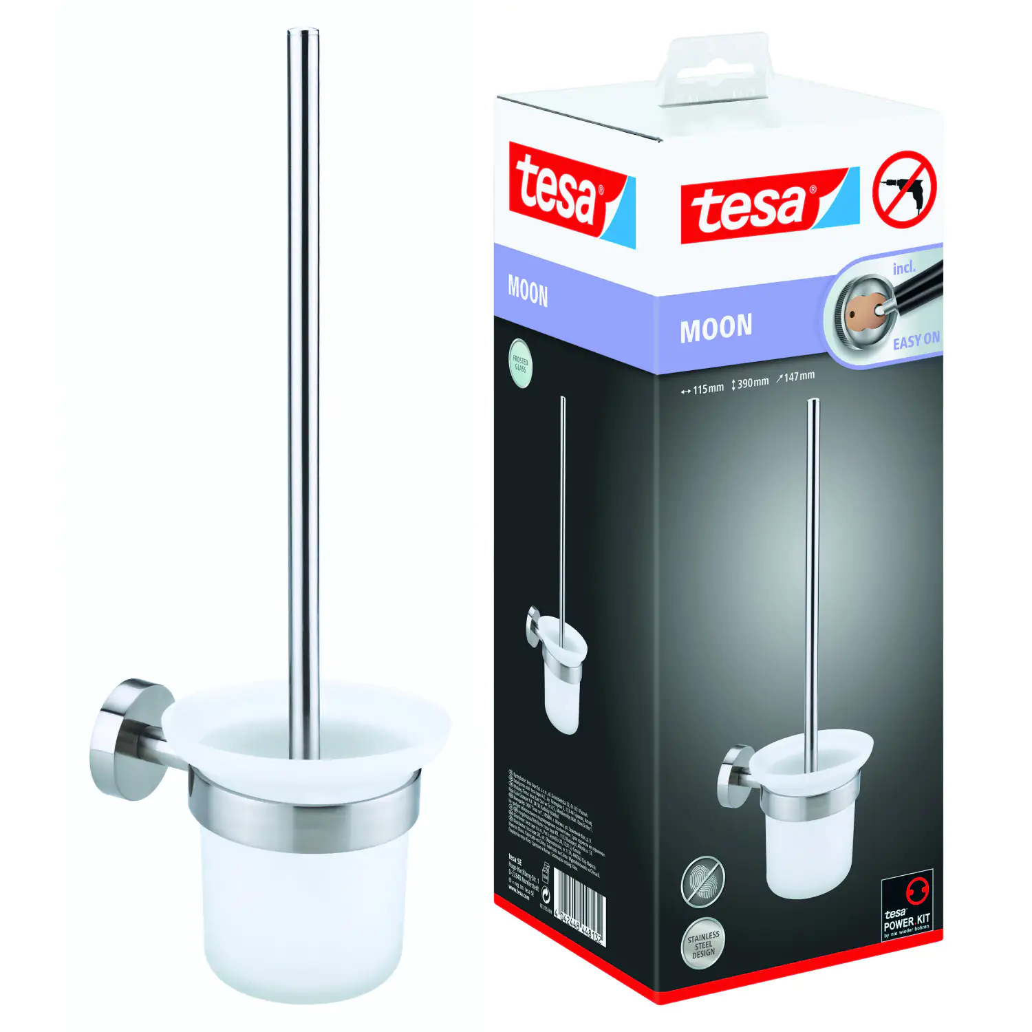 Tesa WC-Bürstenhalter Moon Edelstahloptik zum Kleben