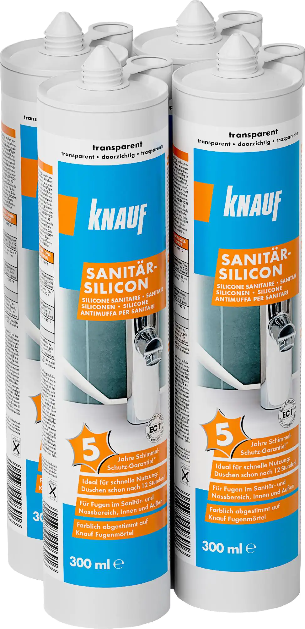 Knauf Sanitär Silikon transparent 4 x 300 ml Aktion