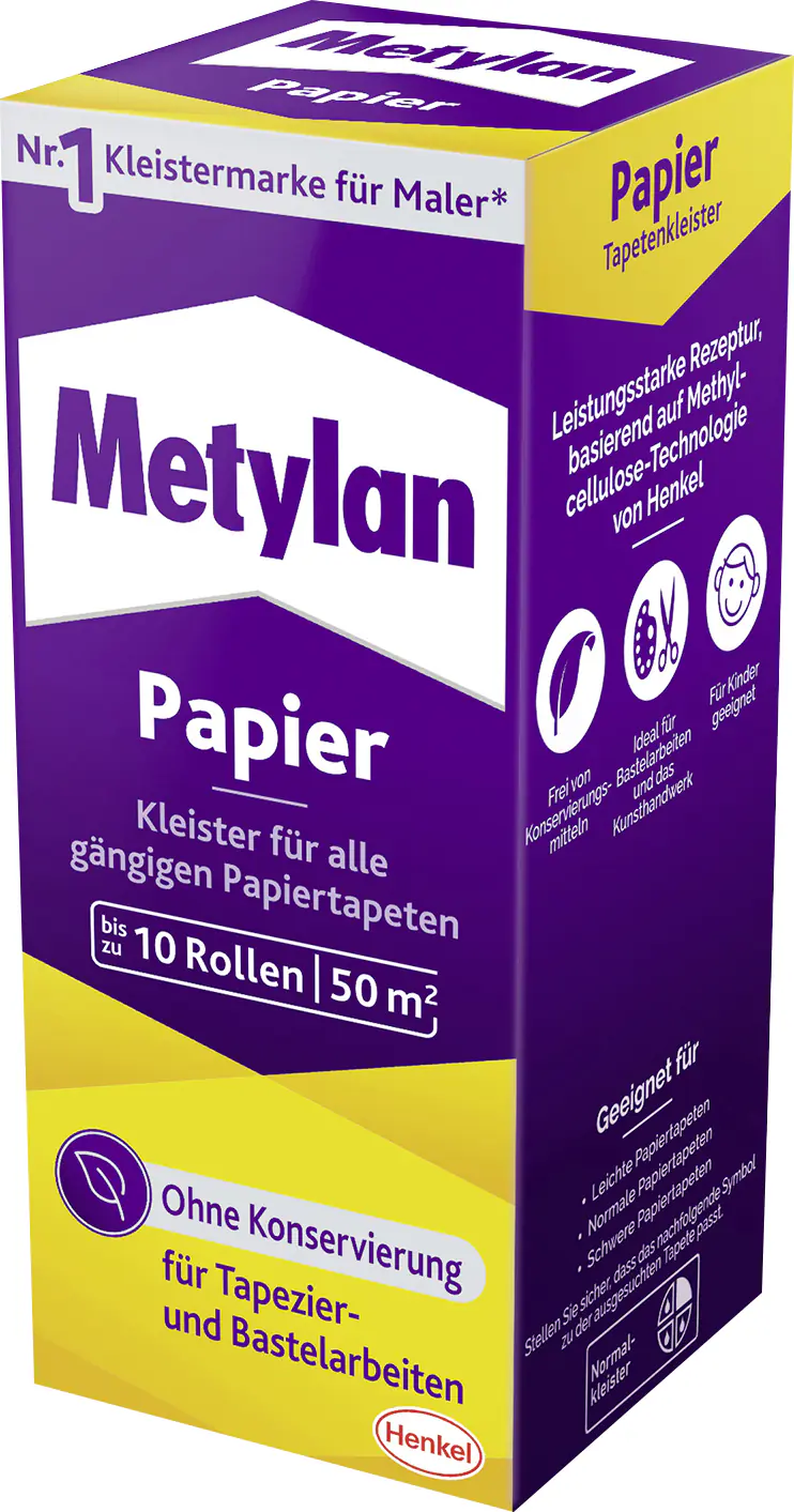 Metylan Papier Tapetenkleister 125 g Paket, trocknet transparent