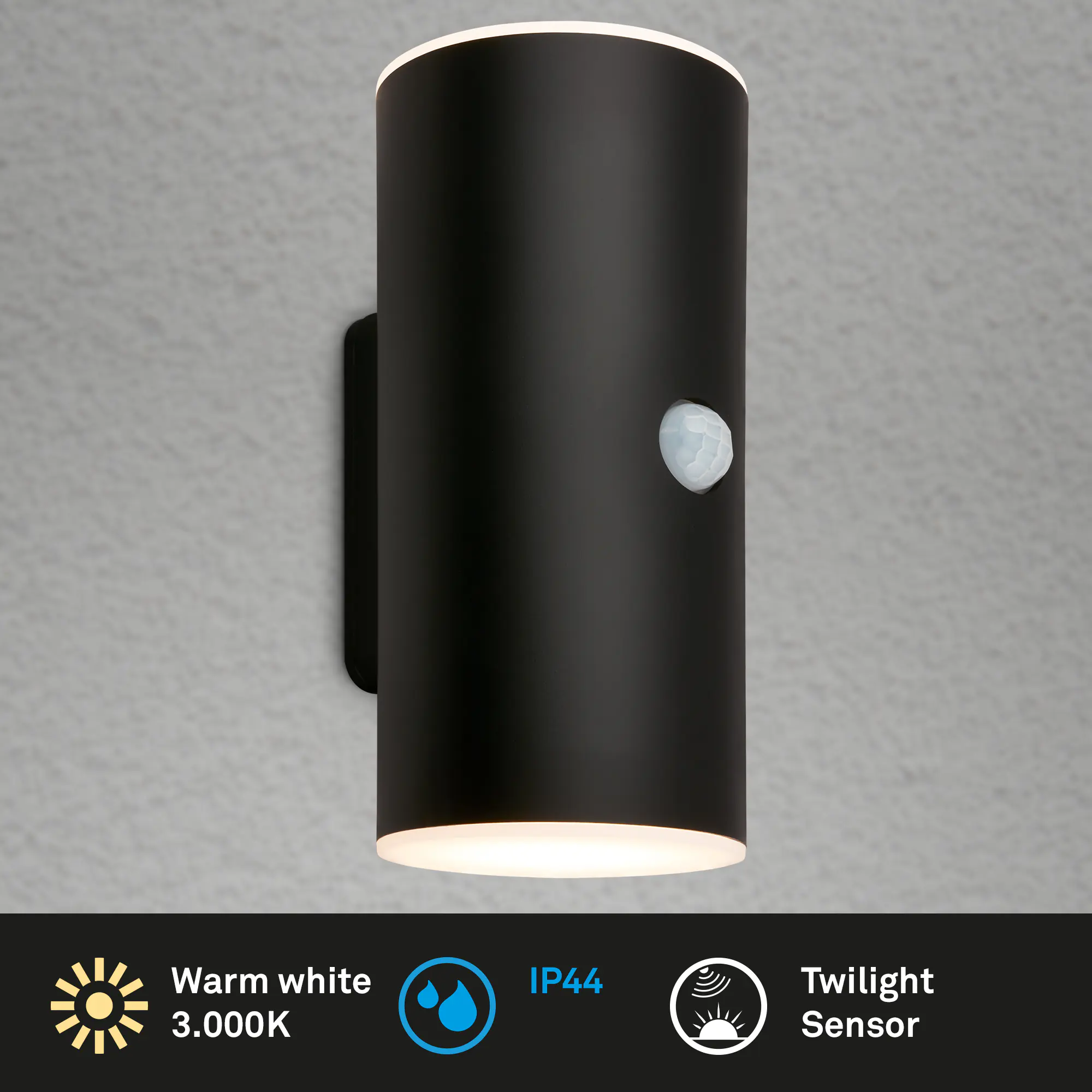 Briloner LED Akku-Außenwandleuchte Lima  6W schwarz Bewegungsmelder warmweiß