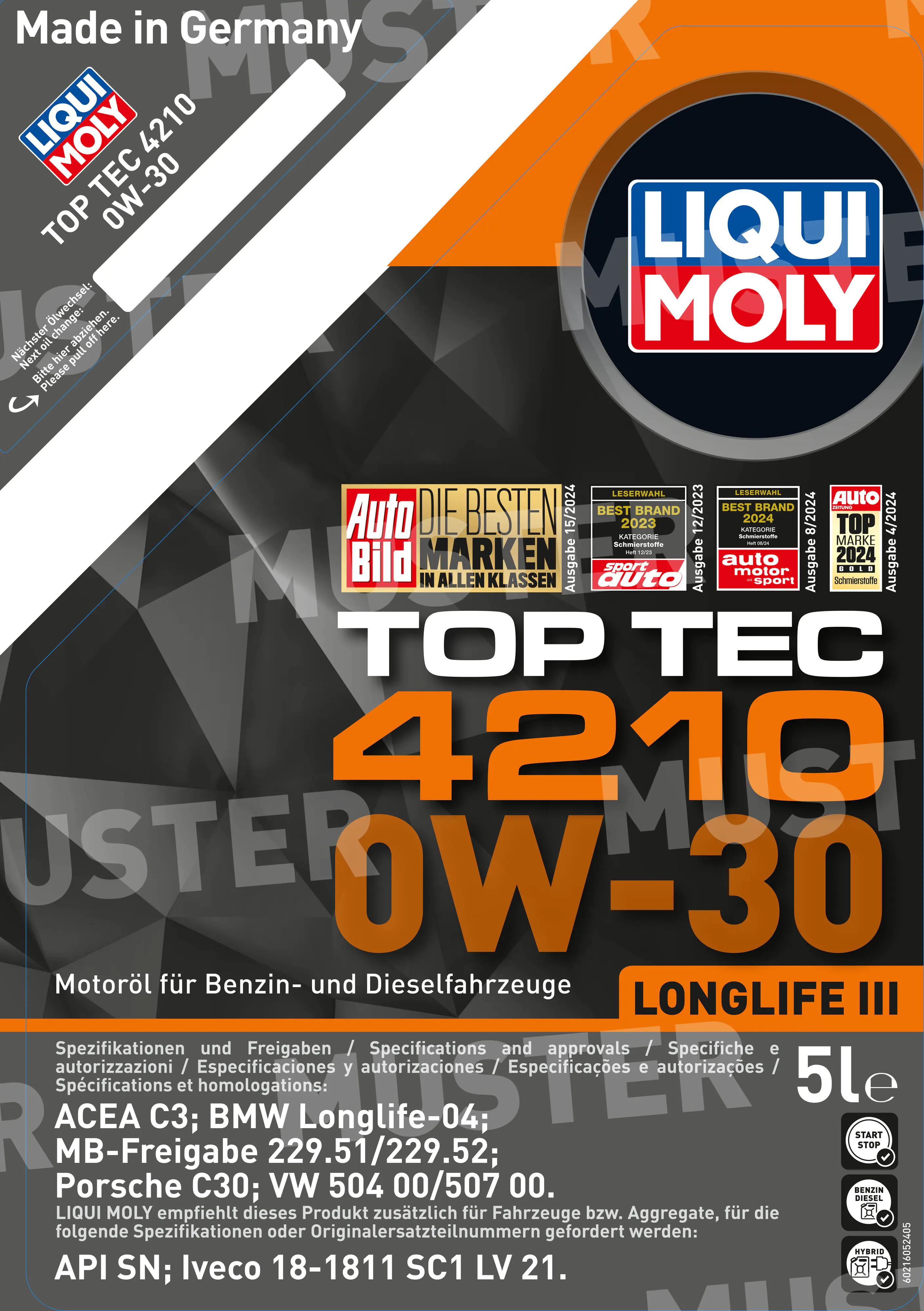 Liqui Moly Motoröl Top Tec 4210 0W-30 5 L