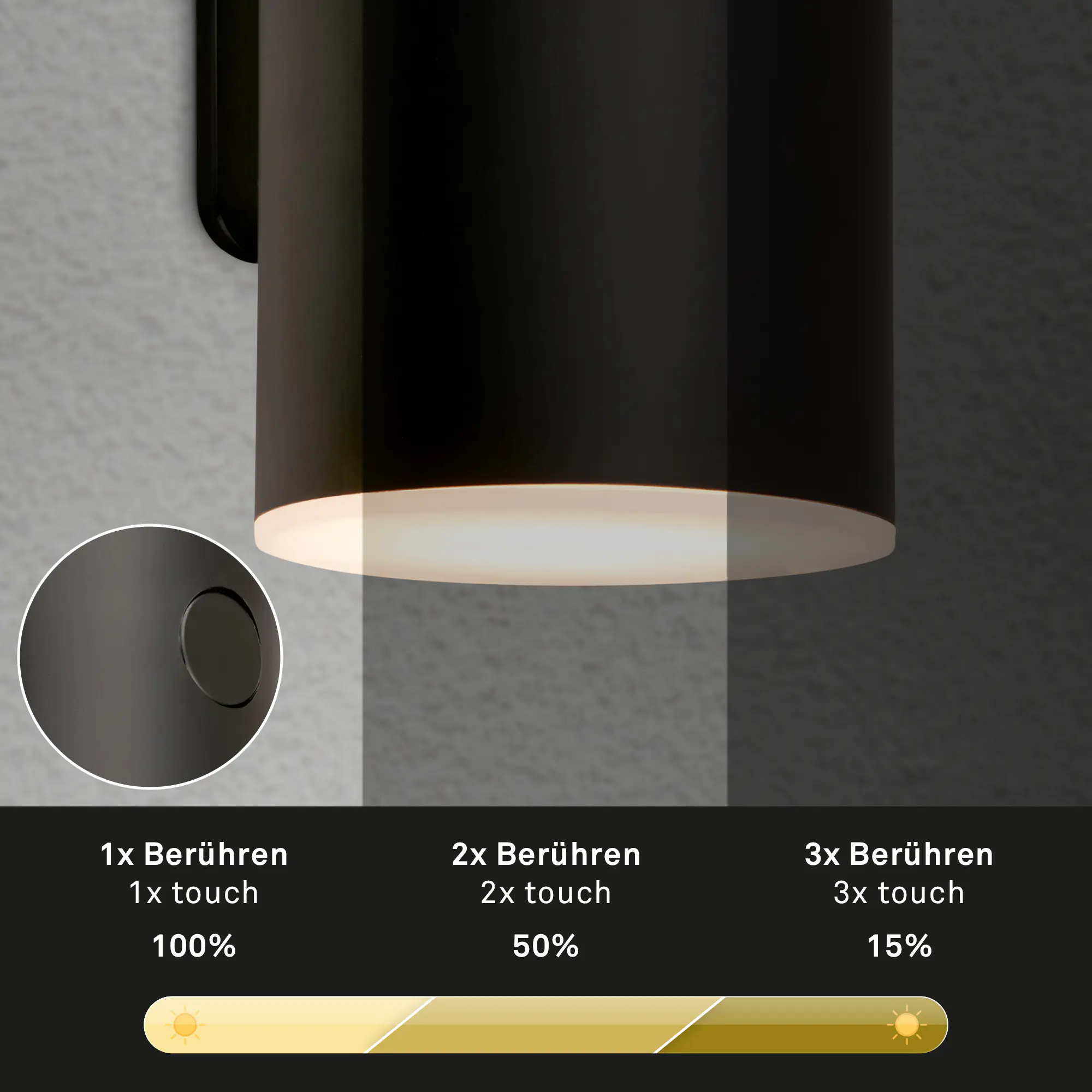 Briloner LED Akku-Außenwandleuchte Lima 6W schwarz dimmbar warmweiß