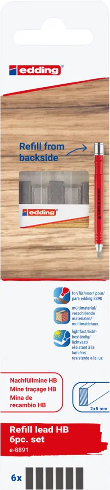 edding 8891 Nachfüllminen HB Zimmermannsbleistift 15,8 cm graphit