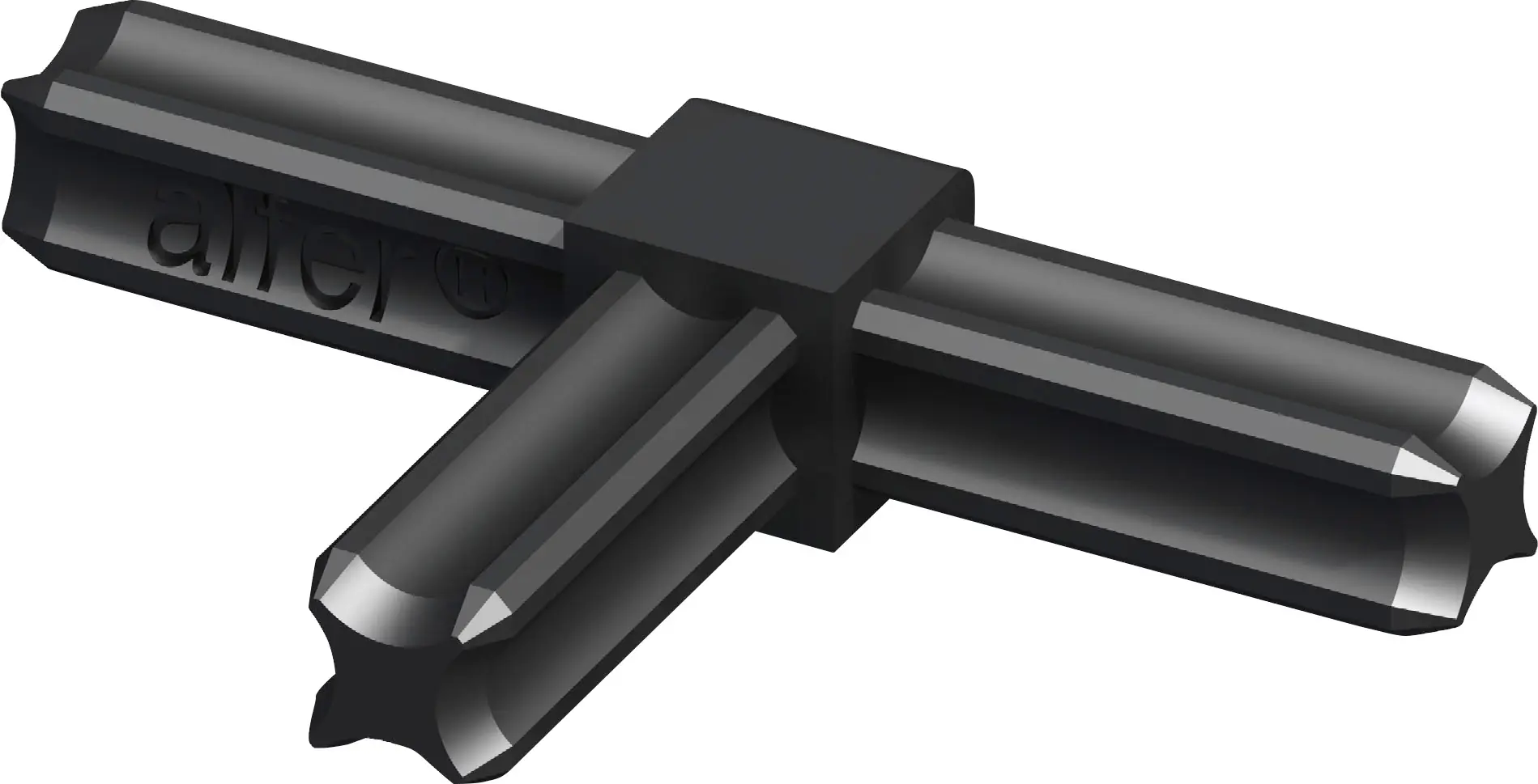 alfer T-Verbinder 90º, 3 Zapfen 7.5 mm 7.5 mm Kunststoff glatt schwarz