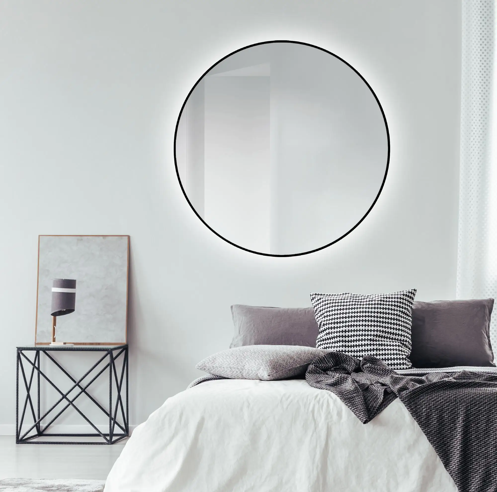 DSK LED Lichtspiegel Silver Globo Ø120 cm, schwarz