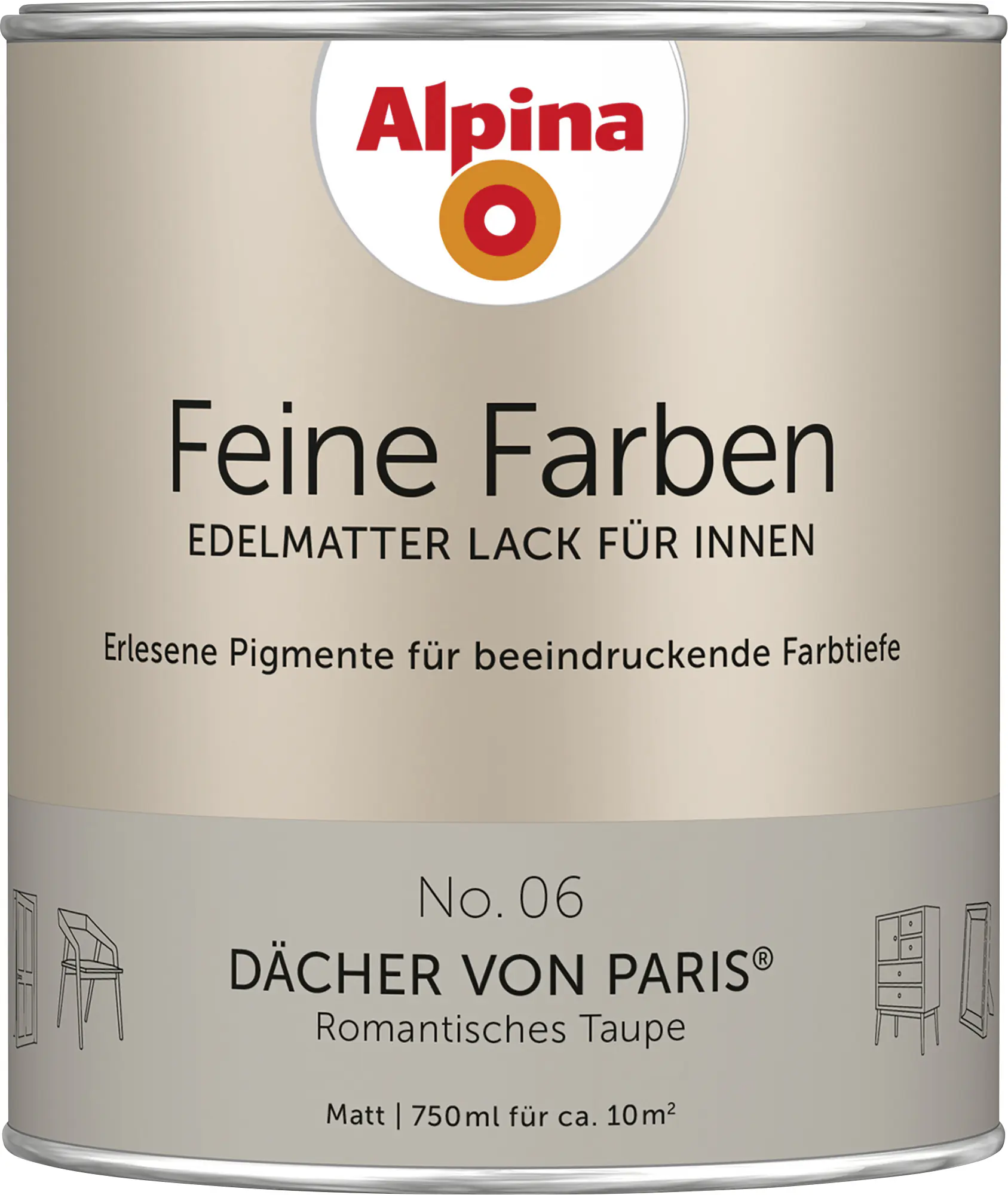Alpina Feine Farben Lack No. 06 Dächer von Paris - taupe 750 ml