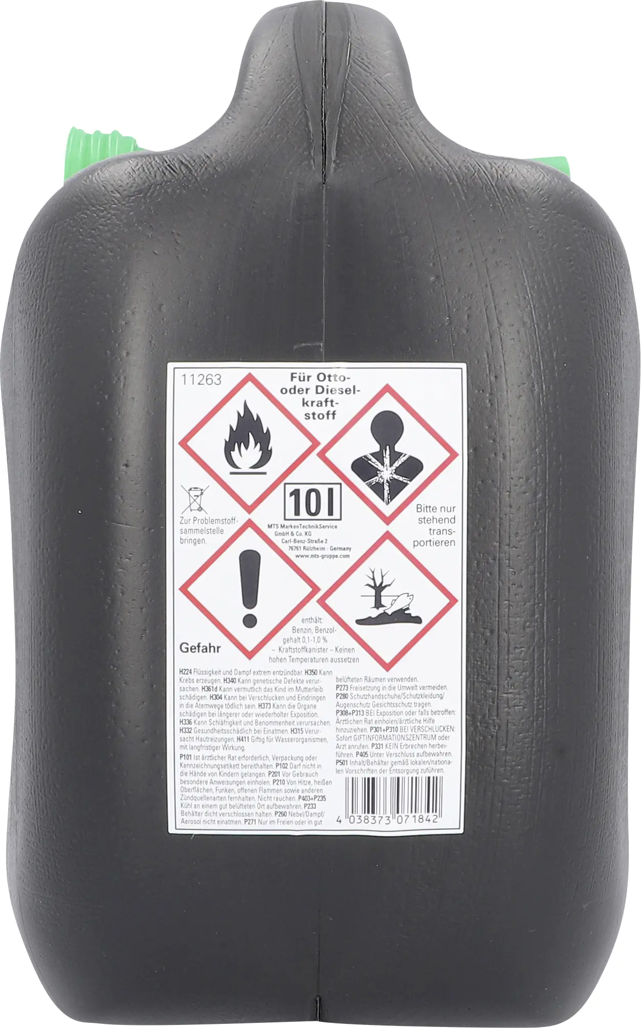 Cartrend Benzinkanister 10 Liter Volumen mit Einfüllstutzen